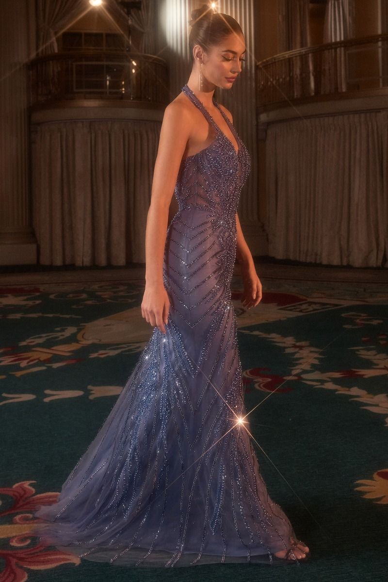 Prom Dresses Long Mermaid Evening Formal Beaded Prom Dress Blue