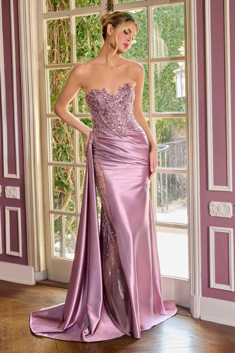 Prom Dresses Long Fitted Formal Beaded Sequin Prom Dress LaDivine CDS565 Dusty Lavender