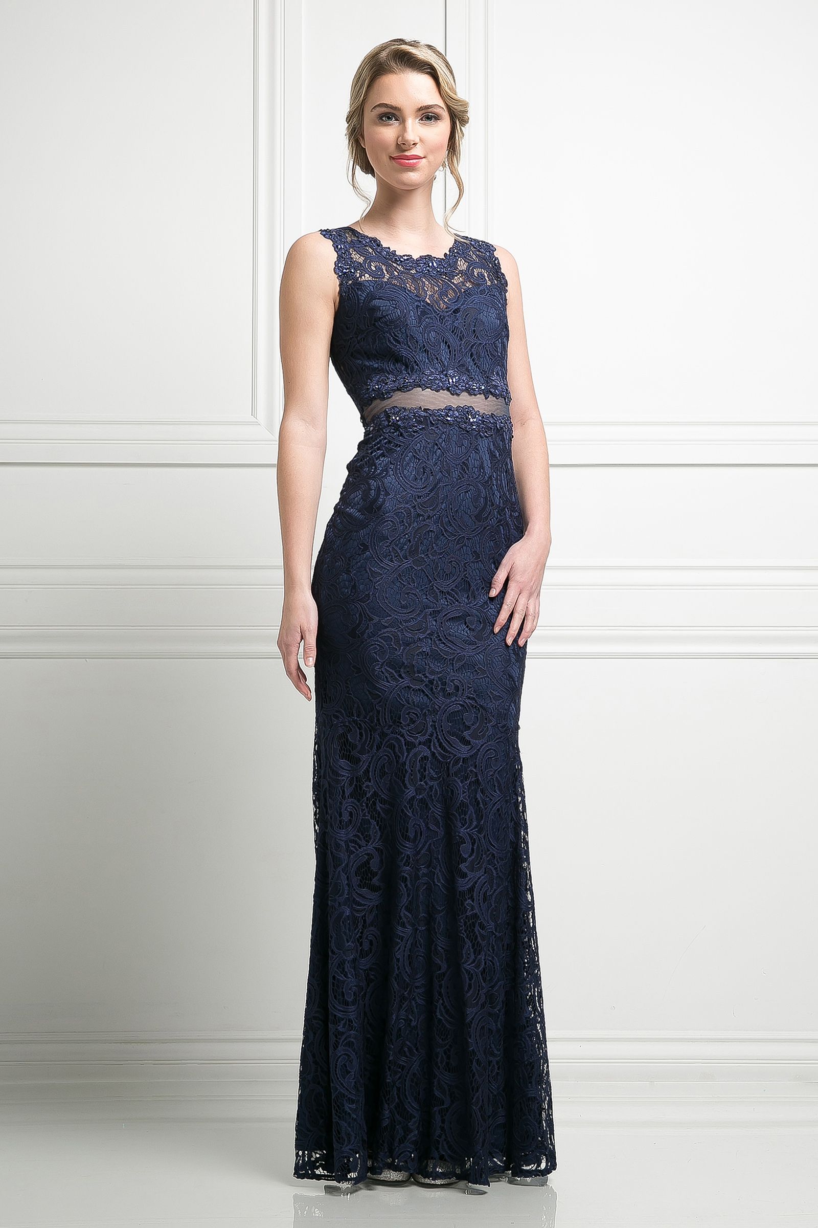 Illusion Floor-Length Lace Evening Mermaid LaDivine CF067L