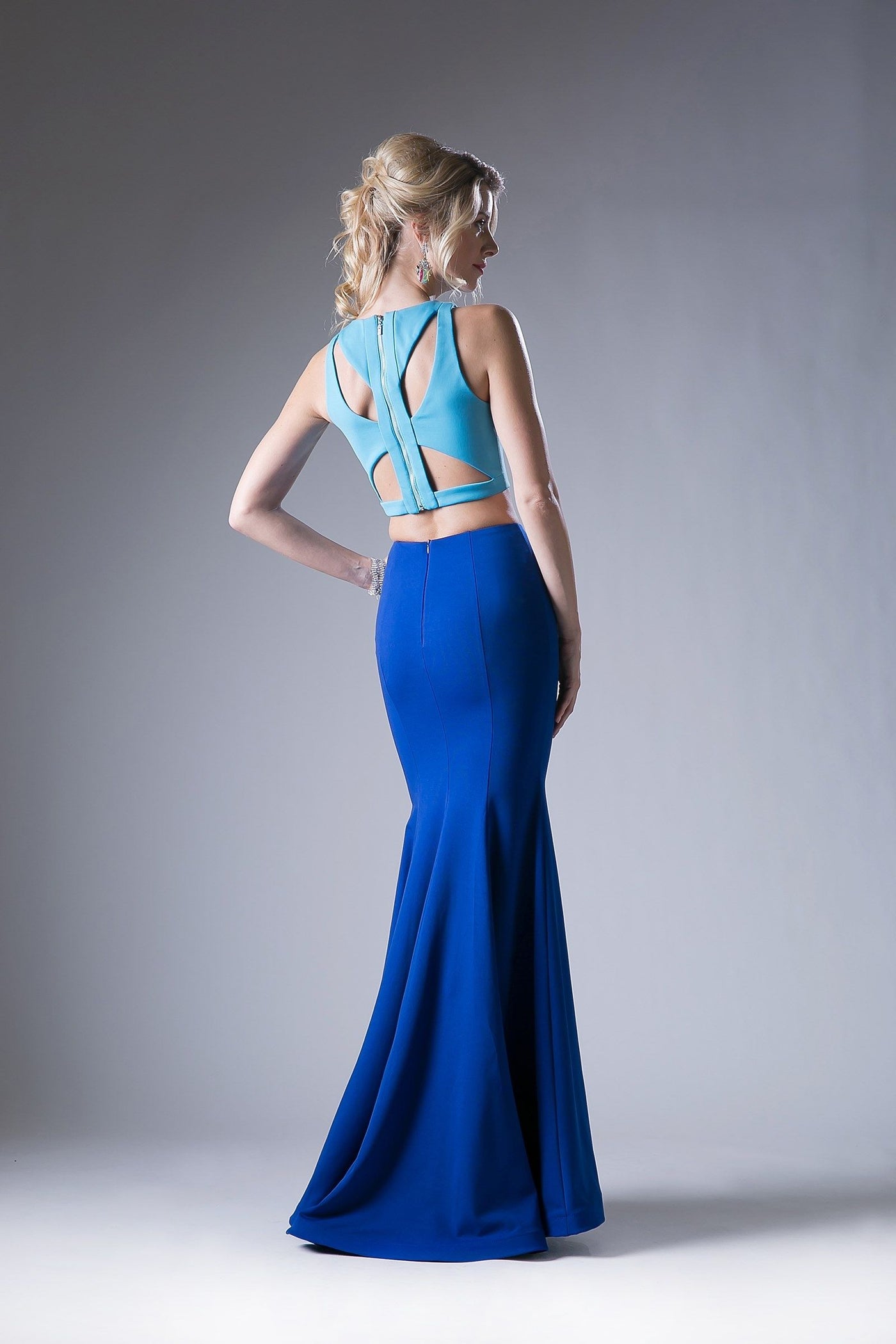 Prom Dresses Long Formal Two Piece Mermaid Prom Dress Sky Blue Royal