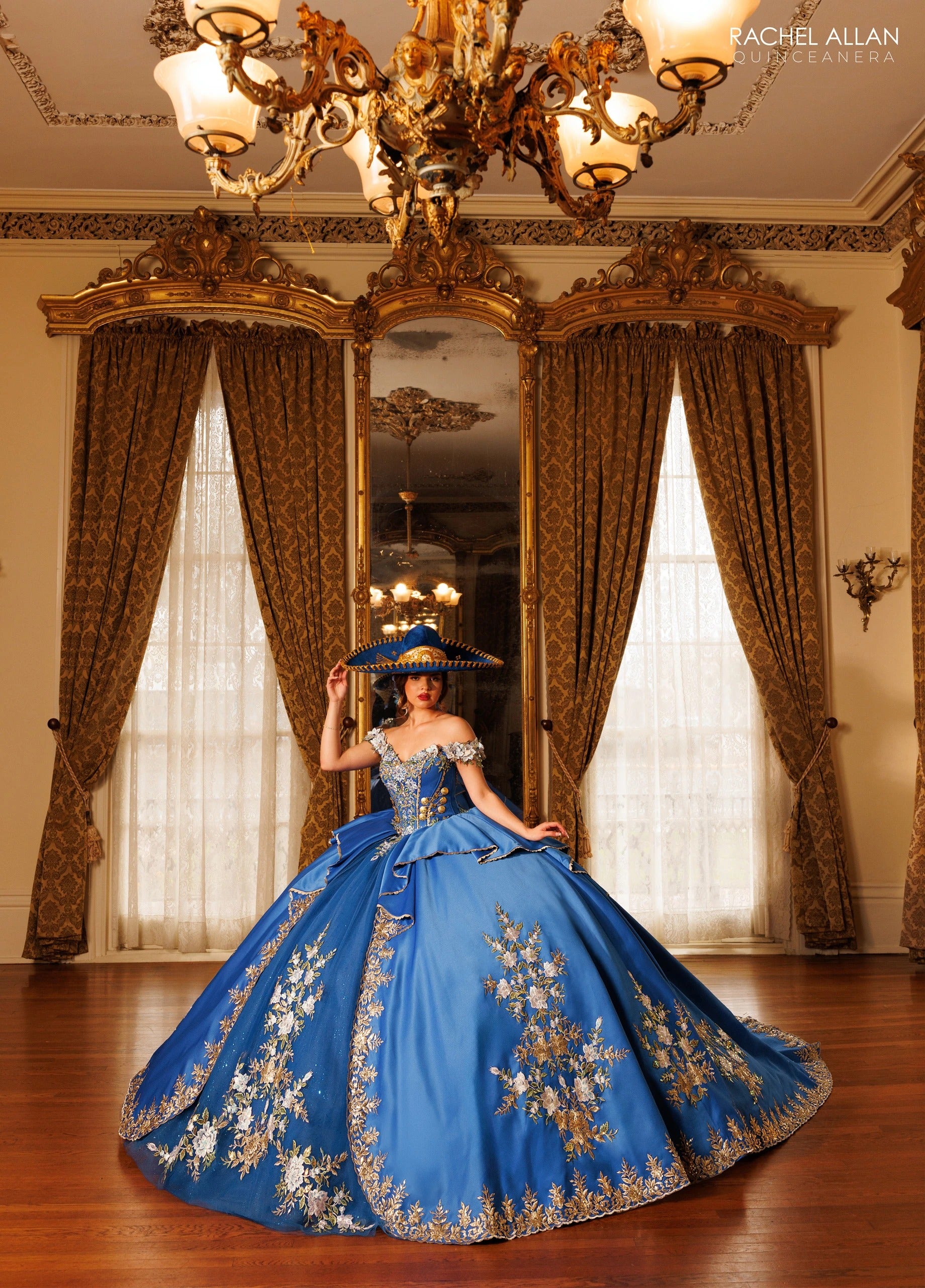 Off-the-Shoulder Floor-Length with T in Satin Quinceañe Ball Gown Rachel Allan RQ5020
