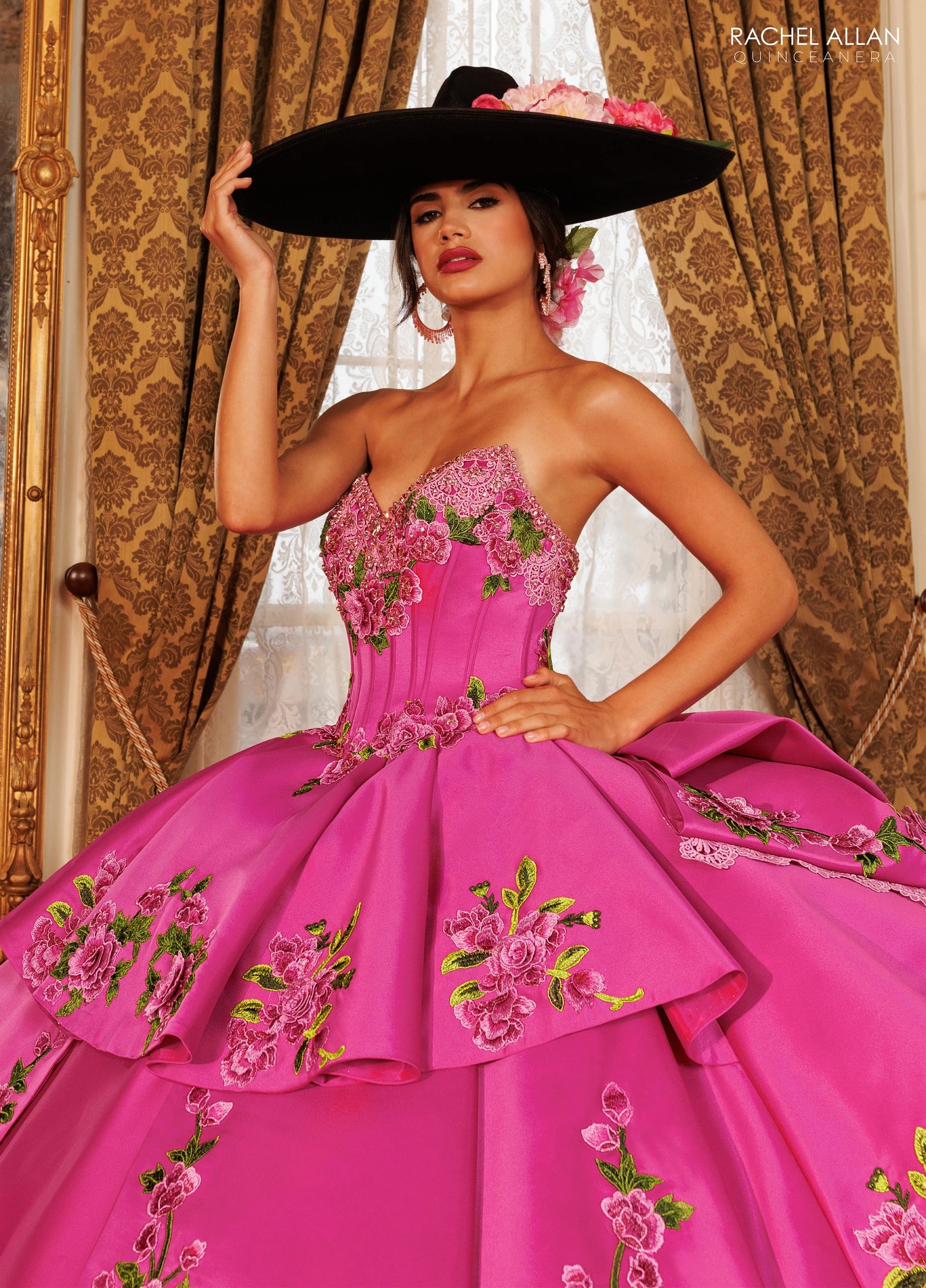 Off-the-Shoulder Floor-Length with T in Satin Quinceañe Ball Gown Rachel Allan RQ5021