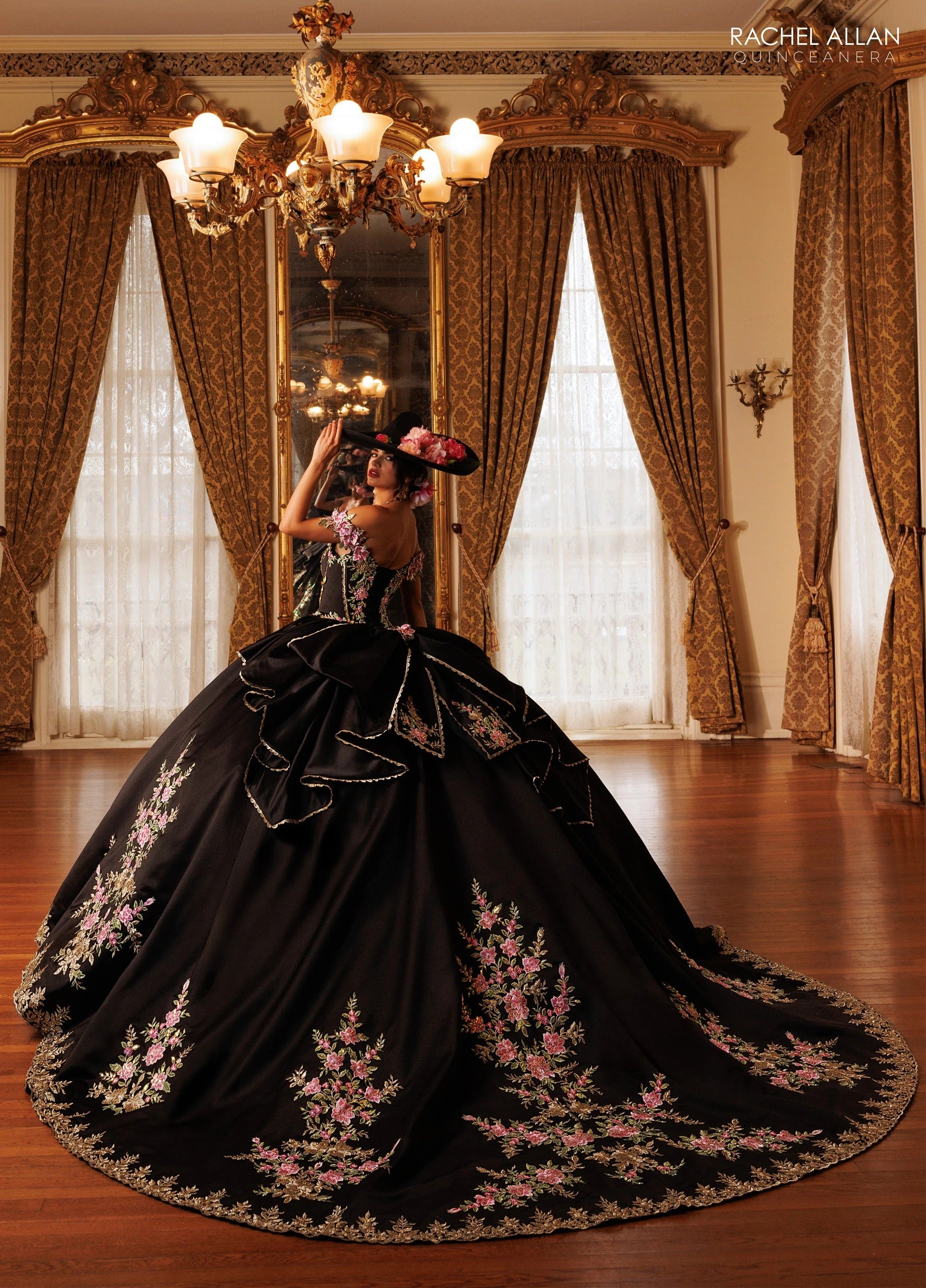 Off-the-Shoulder Floor-Length with T in Satin Quinceañe Ball Gown Rachel Allan RQ5020