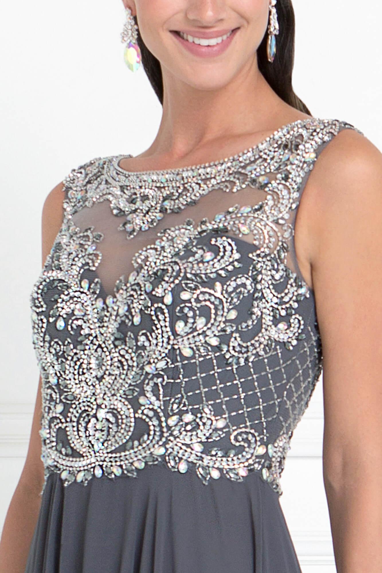 Chiffon Illusion Sweetheart Long Prom Dress - The Dress Outlet Elizabeth K