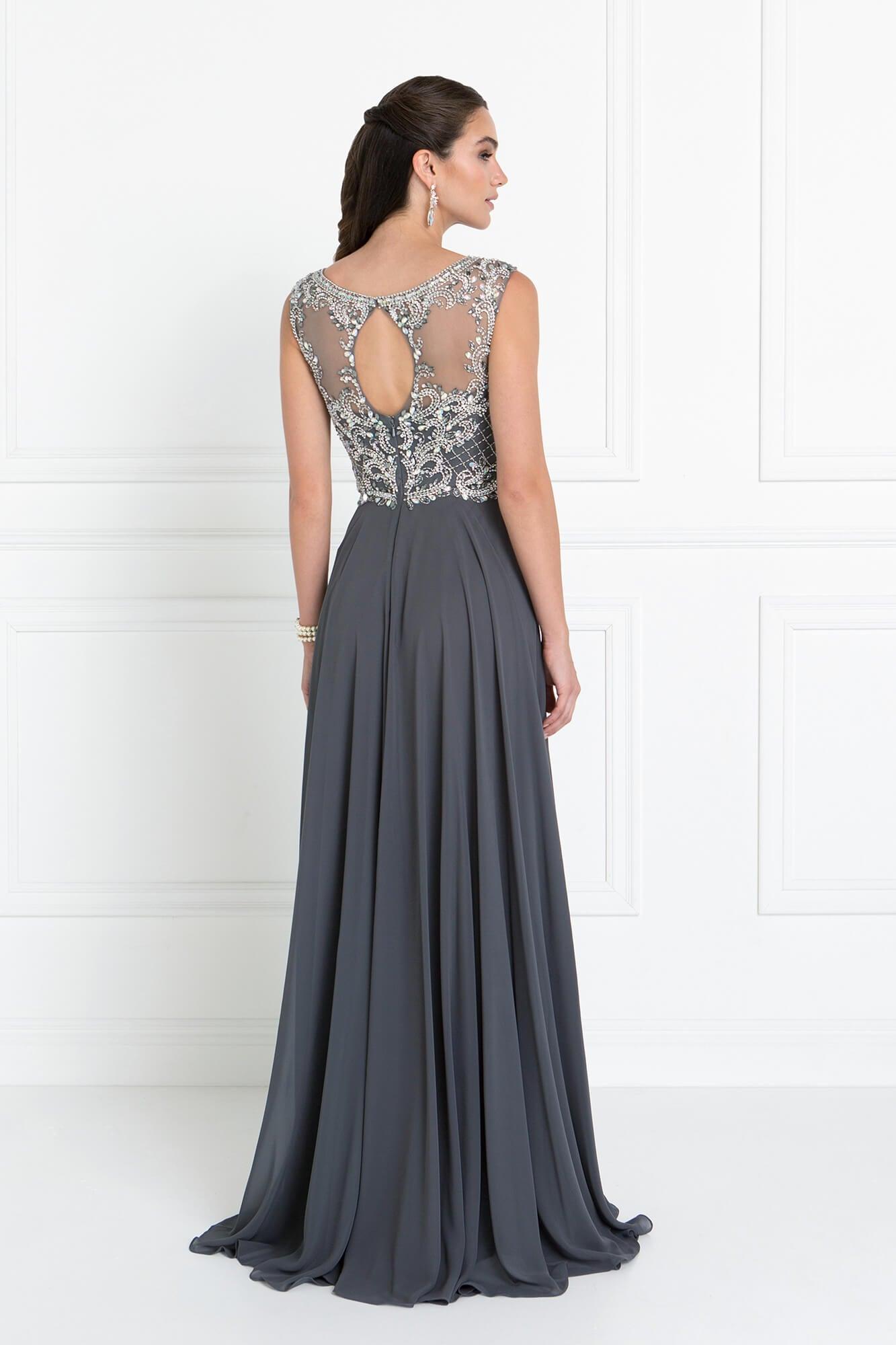 Chiffon Illusion Sweetheart Long Prom Dress - The Dress Outlet Elizabeth K