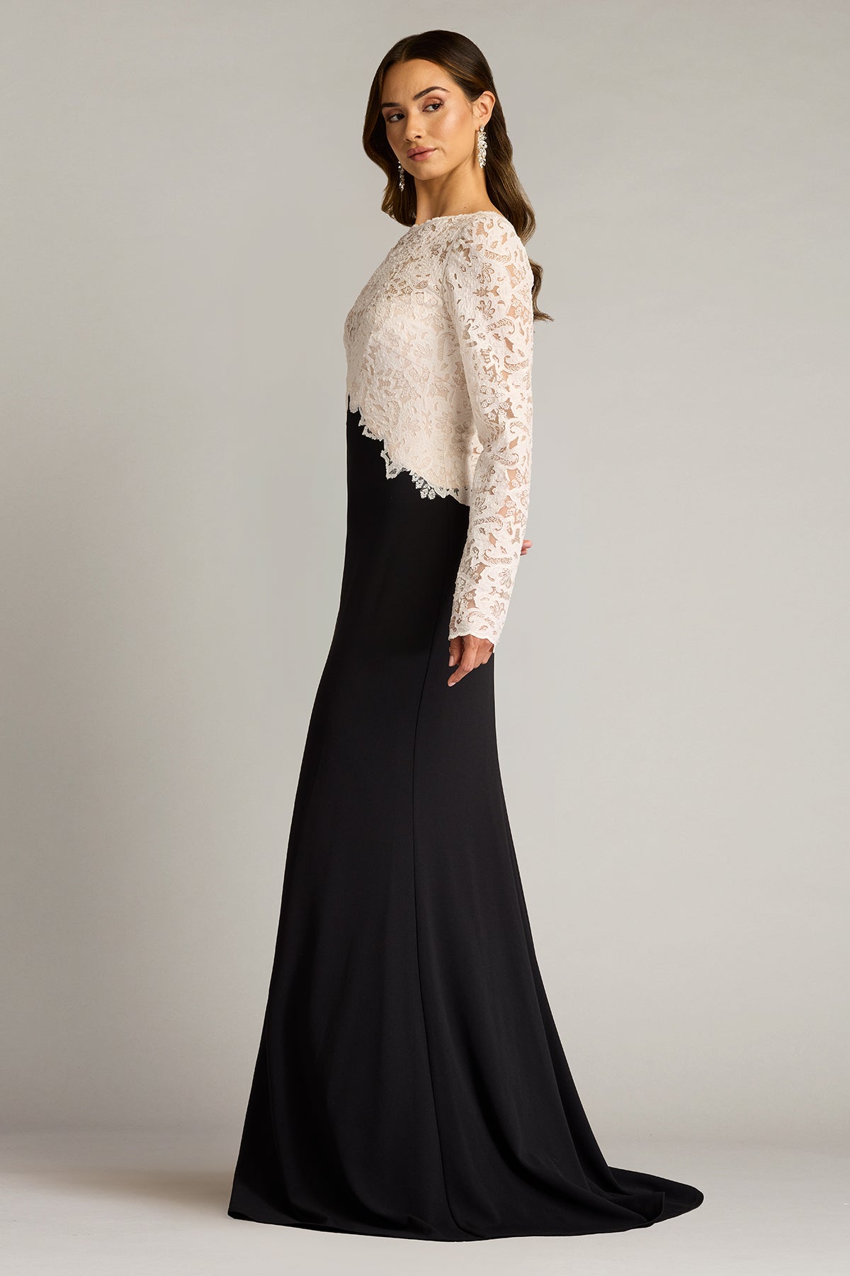 Formal Dresses Fitted Long Formal Evening Dress Ivory Black