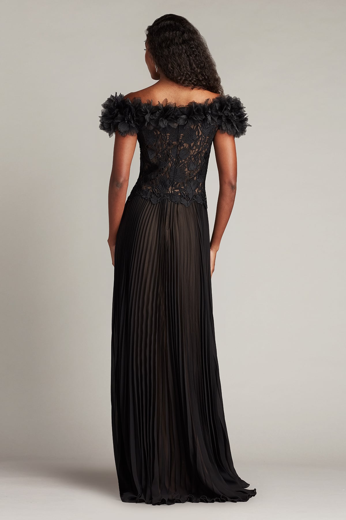 Formal Dresses 3D Floral Long Formal Evening Dress Black/Nude