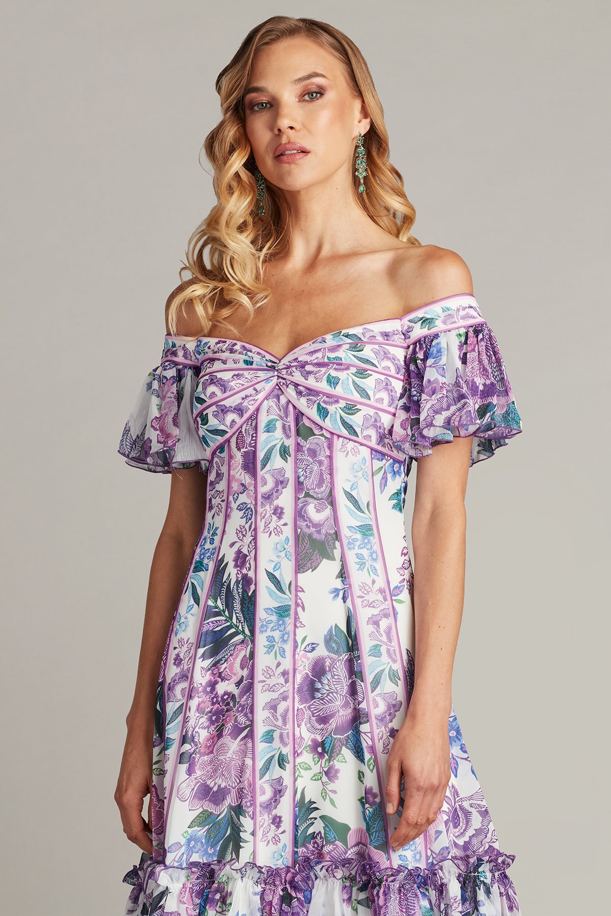 Cocktail Dresses Short Printed Floral Cocktail Dress White Purple Floral