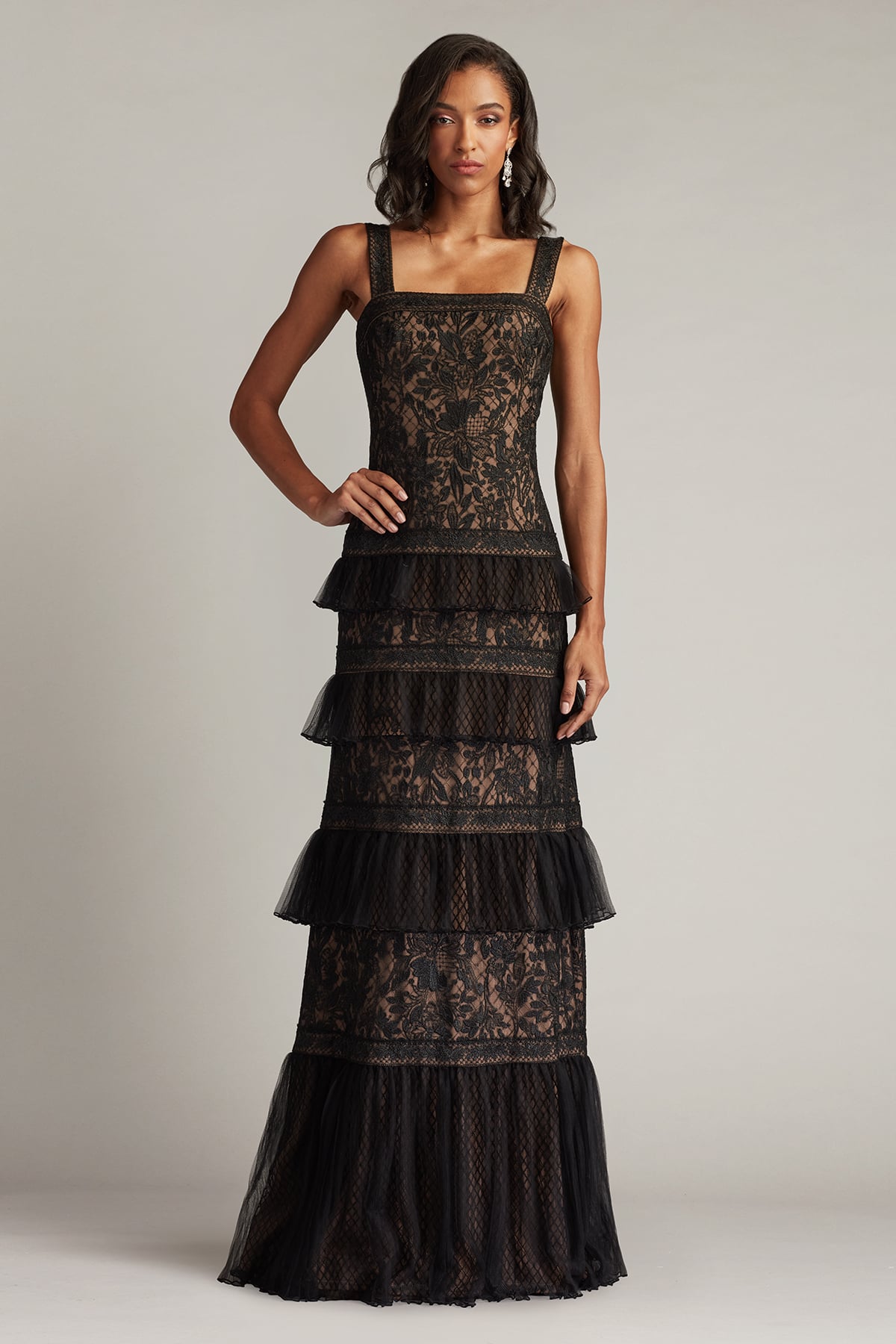 Formal Dresses Long Formal Lace Prom Dress Black/Nude