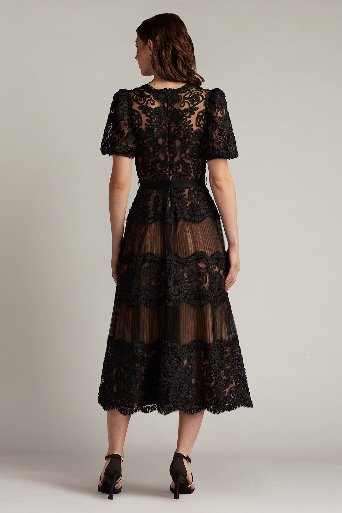 Homecoming Dresses Short Homecoming Pleated Midi A Line Dress Black/Nude