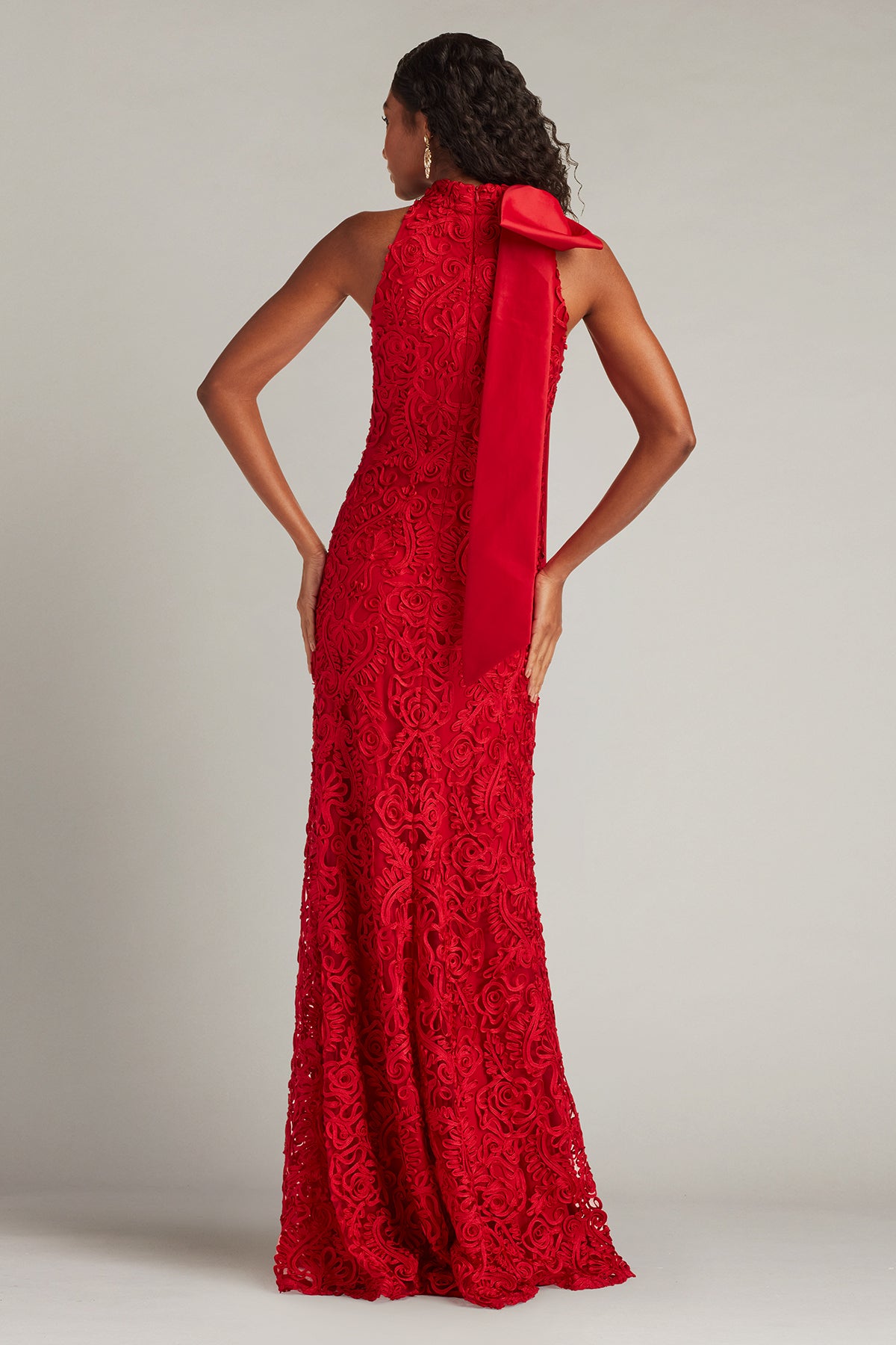 Formal Dresses Long Formal Prom Lace Dress Tadashi Shoji CIM23521L Cherry