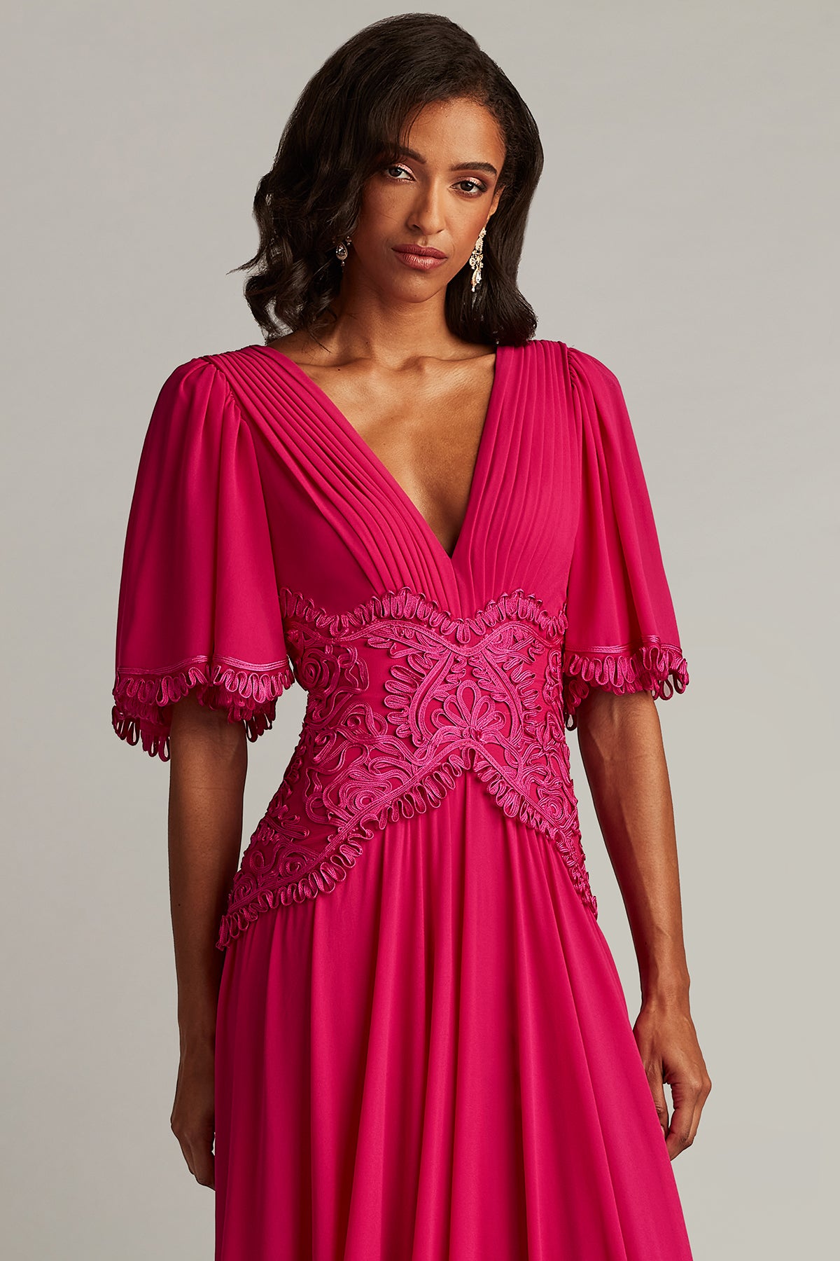Formal Dresses Long Formal A line Dress Tadashi Shoji CIM25410L Hibiscus