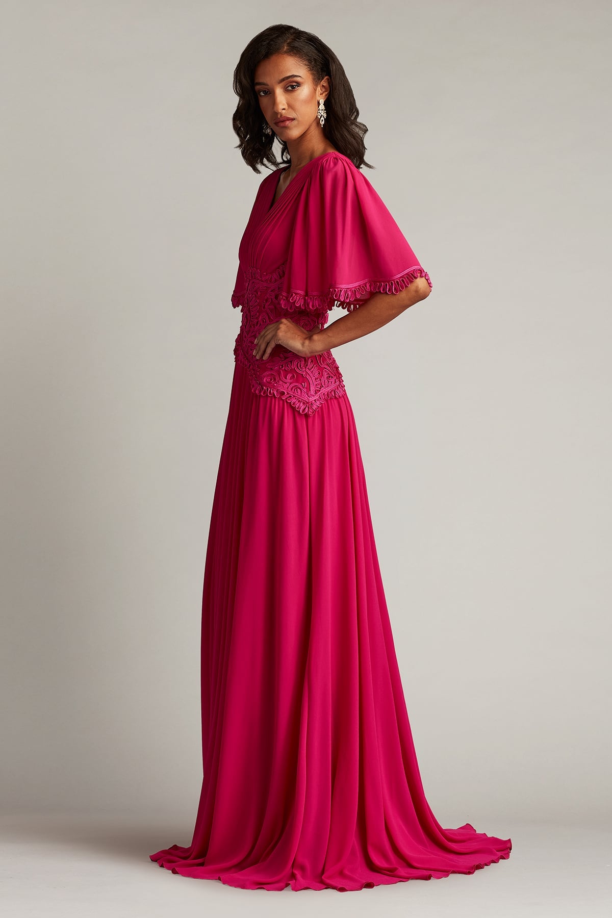 Formal Dresses Long Formal A line Dress Tadashi Shoji CIM25410L Hibiscus