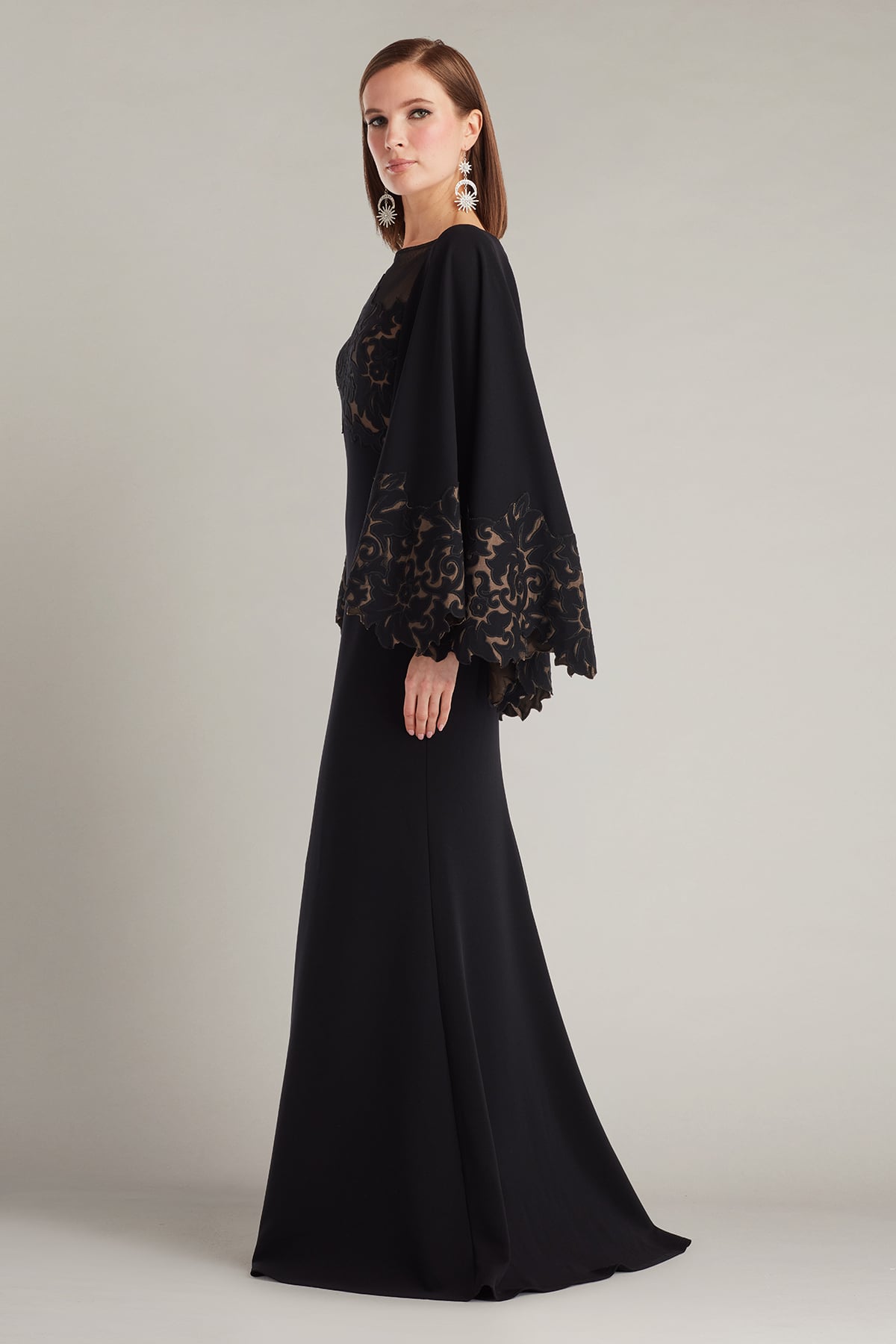 Mother of the Bride Dresses Long Sleeve Formal Mermaid Mother of the Bride Dress Tadashi Shoji CIN25506L Black/Nude