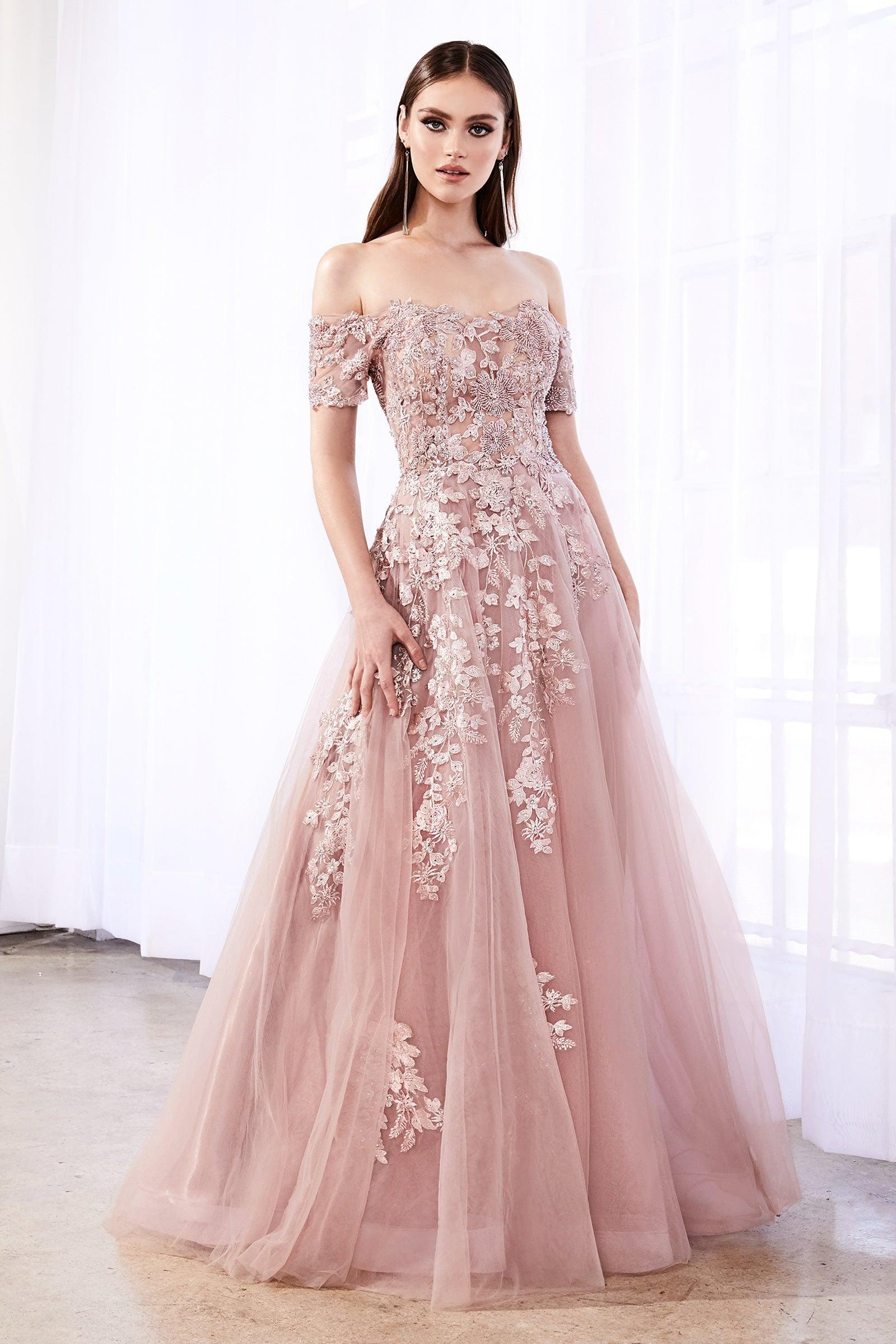Cinderella Divine White & Pink Floral Organza Corset Prom Ball Gown –  Unique Vintage