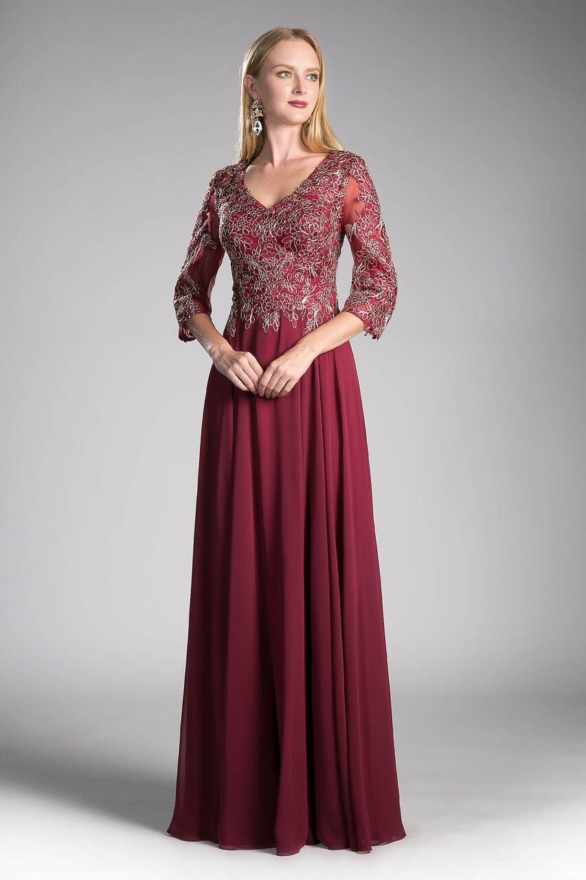 Long Sleeve Mother of the Bride Plus Size Dress - The Dress Outlet Cinderella Divine