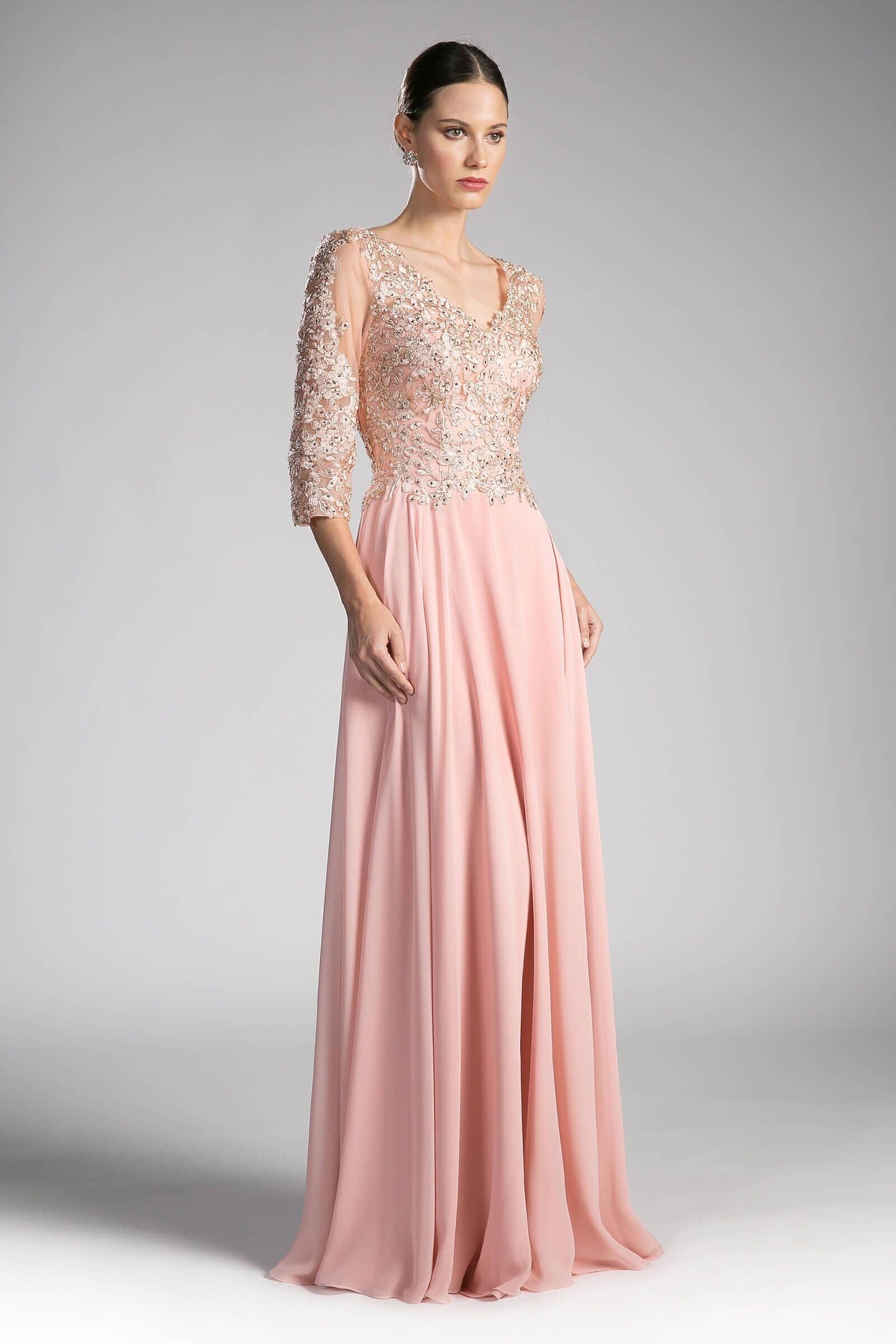 Long Sleeve Mother of the Bride Plus Size Dress - The Dress Outlet Cinderella Divine