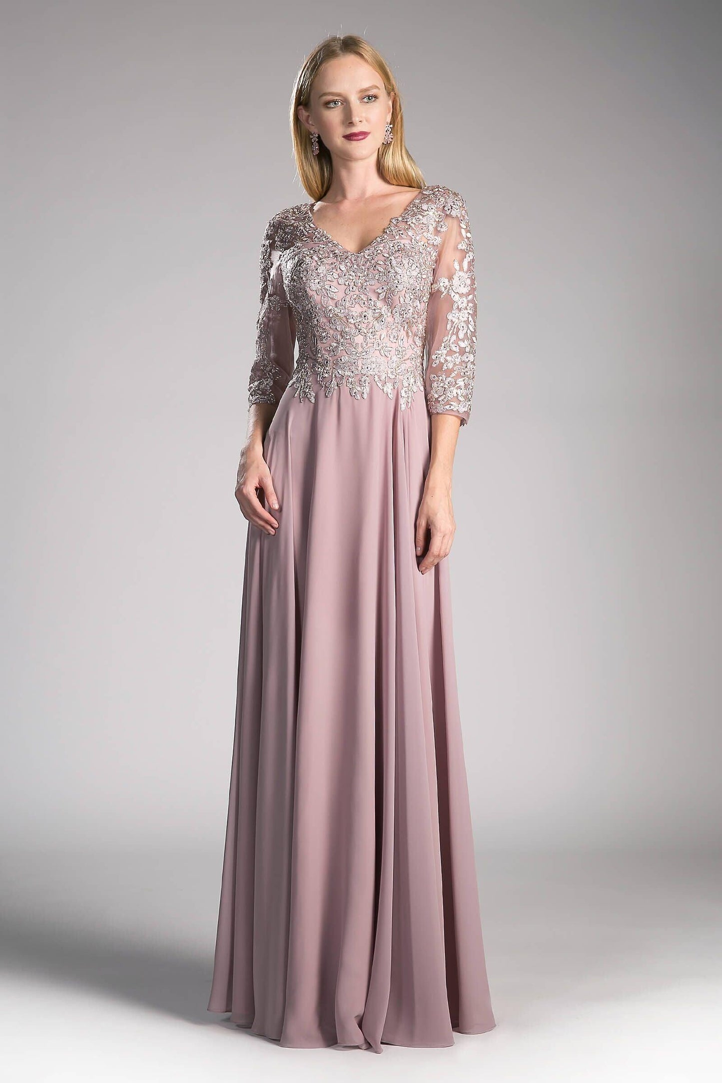 Long Sleeve Mother of the Bride Plus Size Dress - The Dress Outlet Cinderella Divine