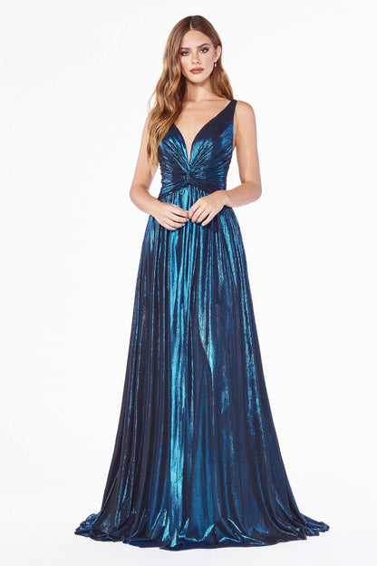 Prom Long Formal Metallic Evening Dress - The Dress Outlet Cinderella Divine