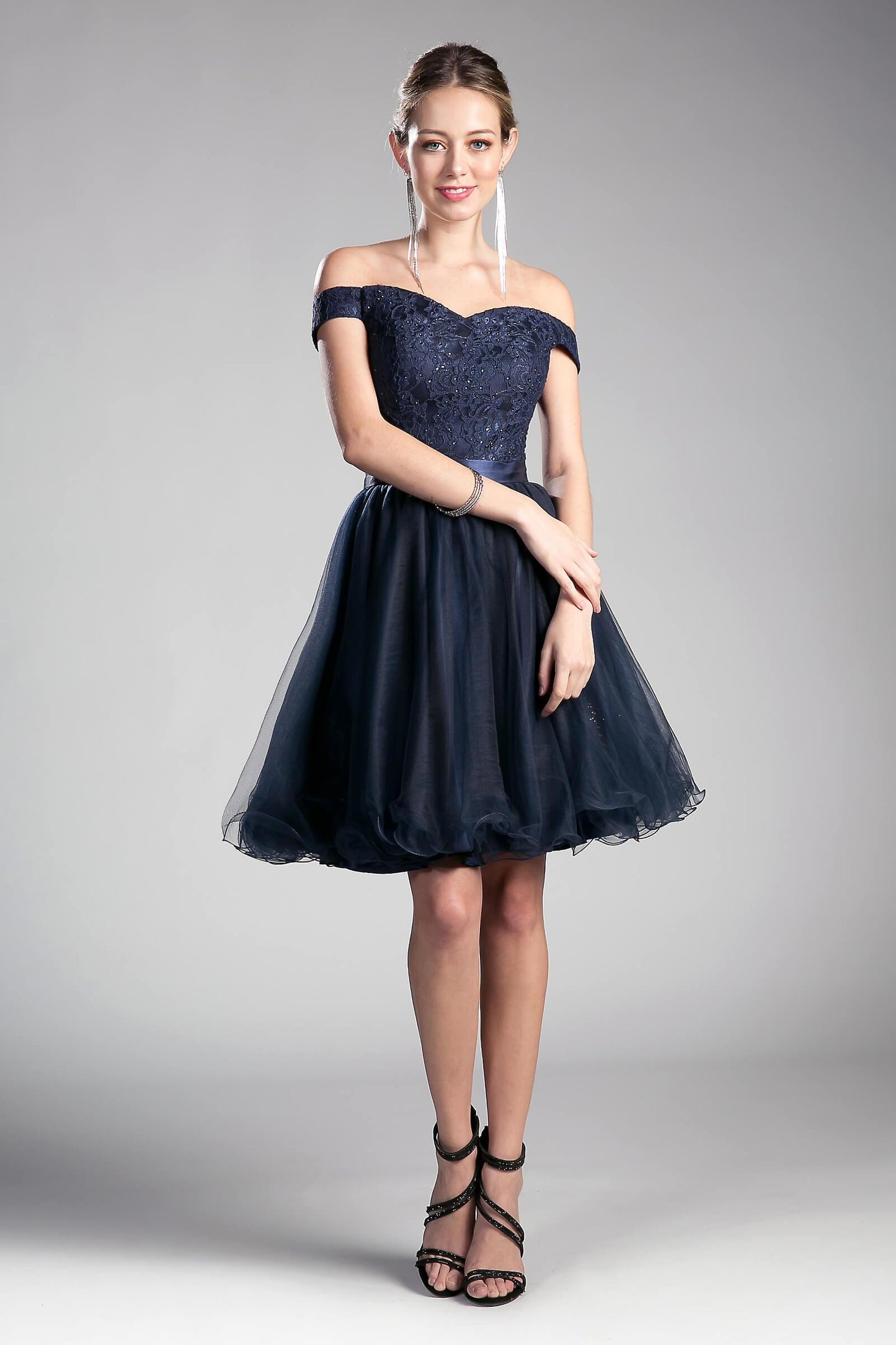 Prom Short Off Shoulder Homecoming Lace Cocktail Dress - The Dress Outlet Cinderella Divine