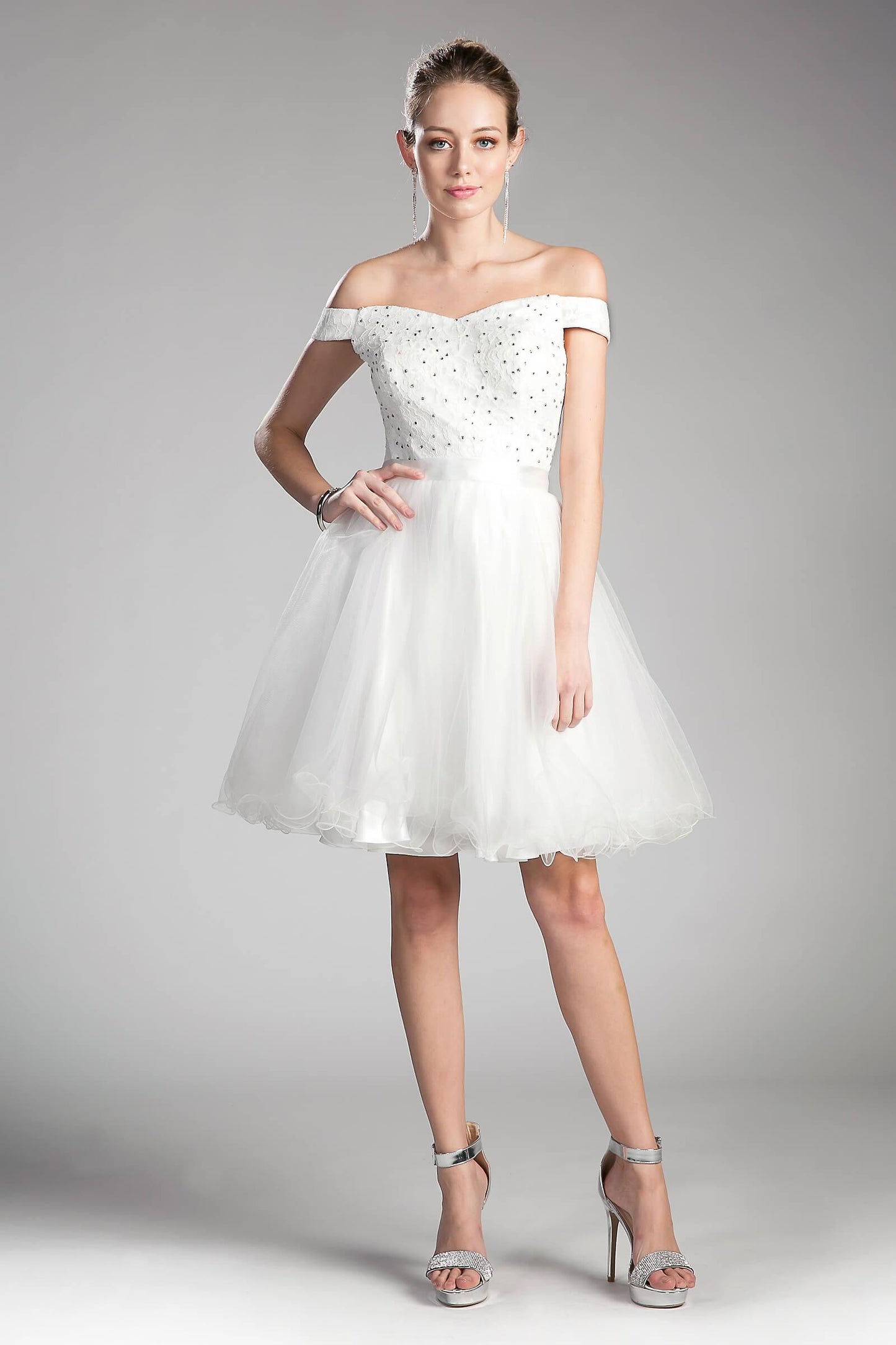 Prom Short Off Shoulder Homecoming Lace Cocktail Dress - The Dress Outlet Cinderella Divine