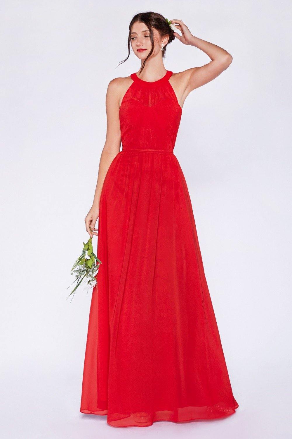 Bridesmaid Long Dress Halter Formal - The Dress Outlet Cinderella Divine