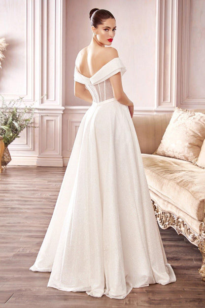 Glitter Long Plus Size Wedding Dress - The Dress Outlet