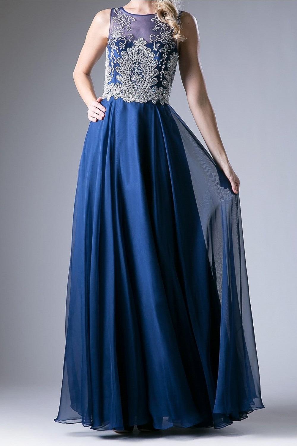 Long Prom Dress Sleeveless Evening Gown - The Dress Outlet Cinderella Divine