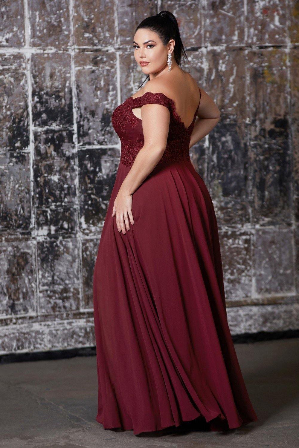 Prom Long Formal Off Shoulder Evening Lace Dress Dark Burgundy