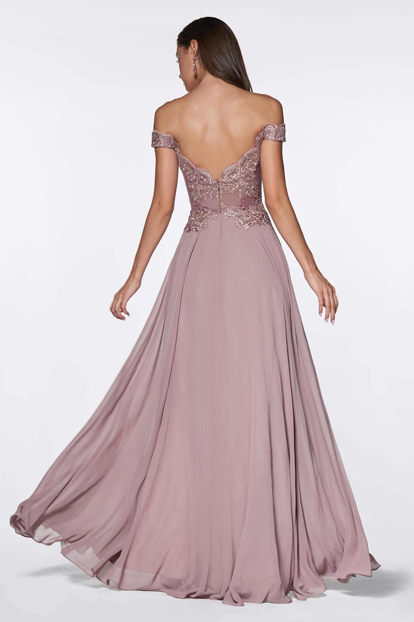 Prom Long Formal Off Shoulder Evening Lace Dress Mauve