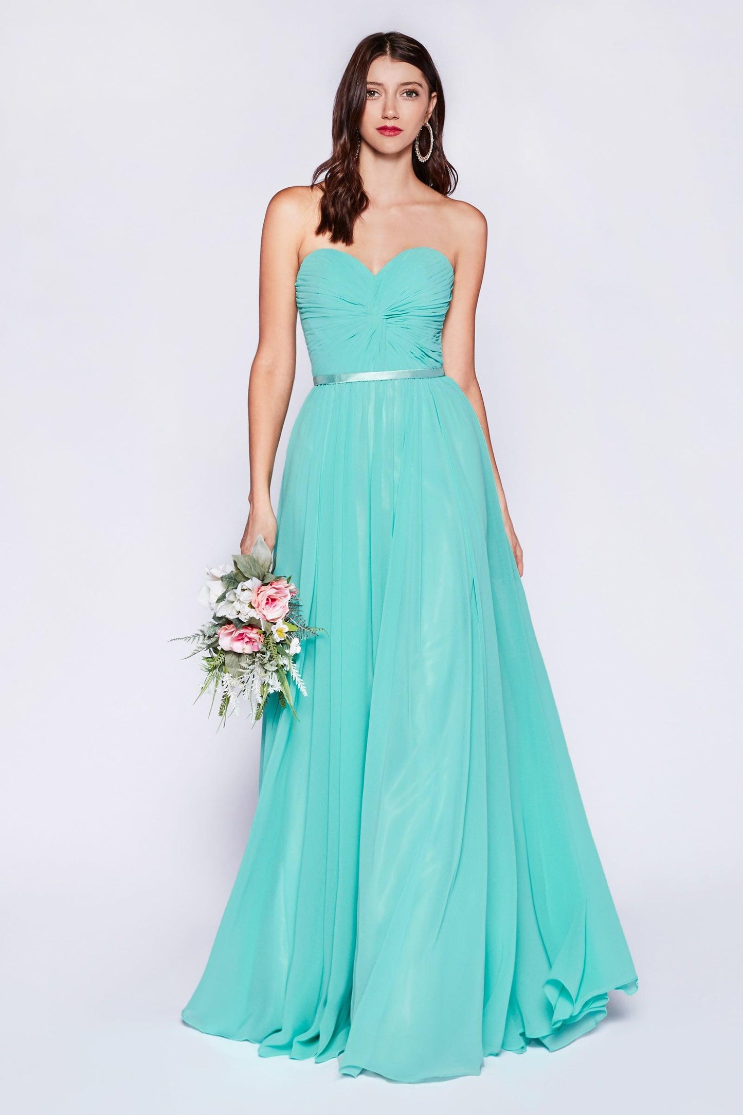 Strapless Chiffon Empire Waist Prom Dress - The Dress Outlet Cinderella Divine