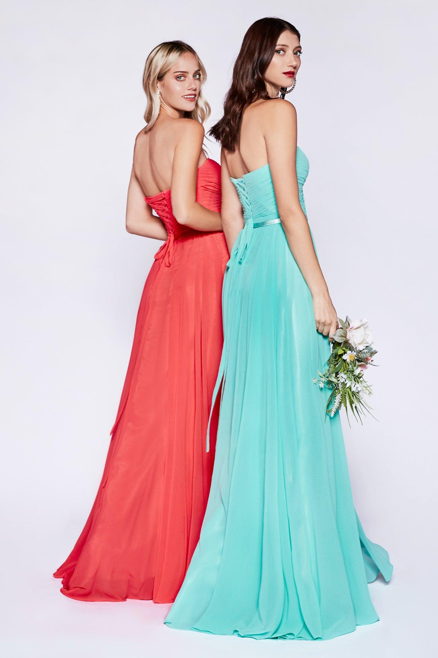 Strapless Chiffon Empire Waist Prom Dress - The Dress Outlet Cinderella Divine