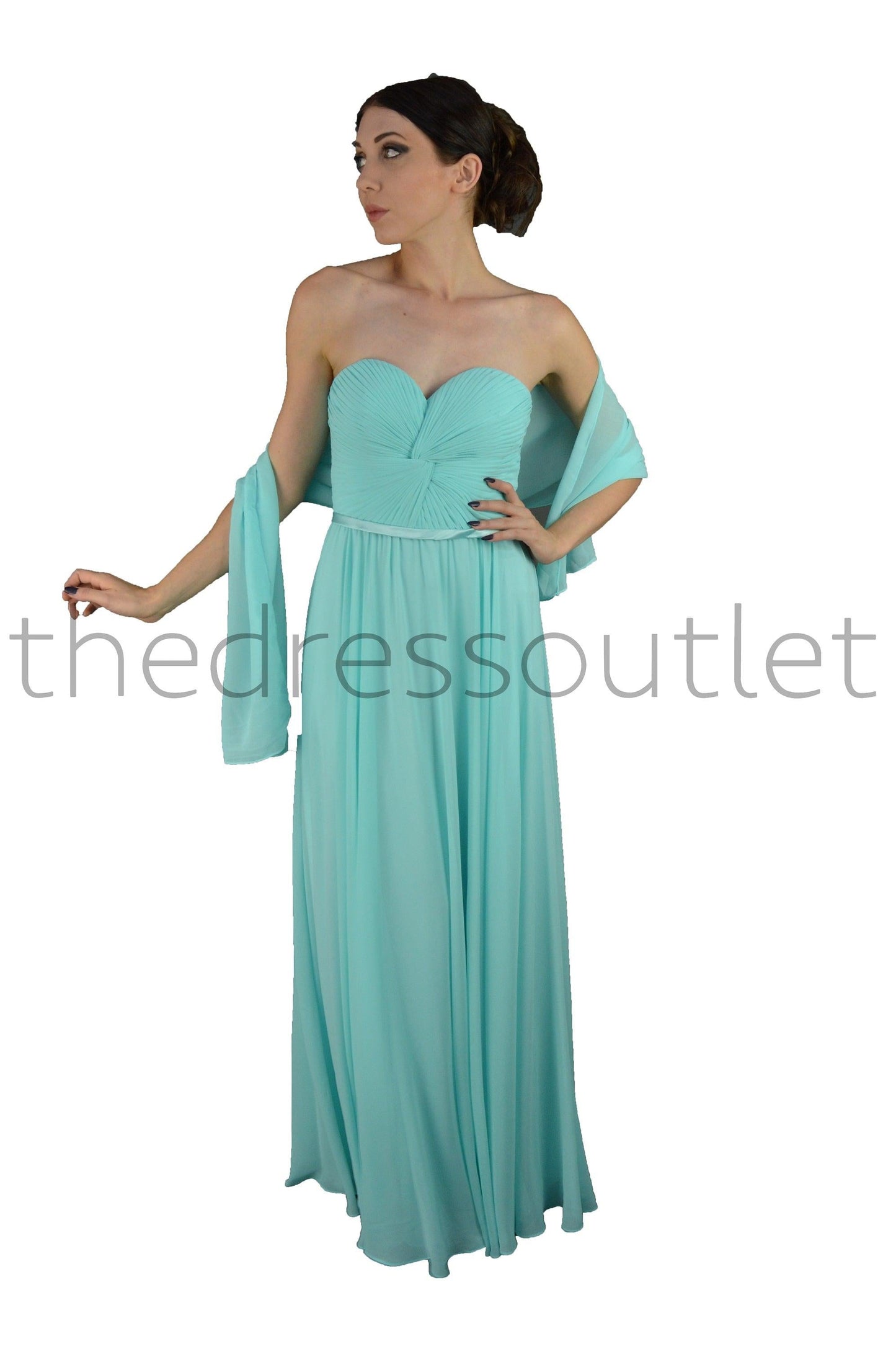 Strapless Chiffon Empire Waist Prom Dress - The Dress Outlet Cinderella Divine