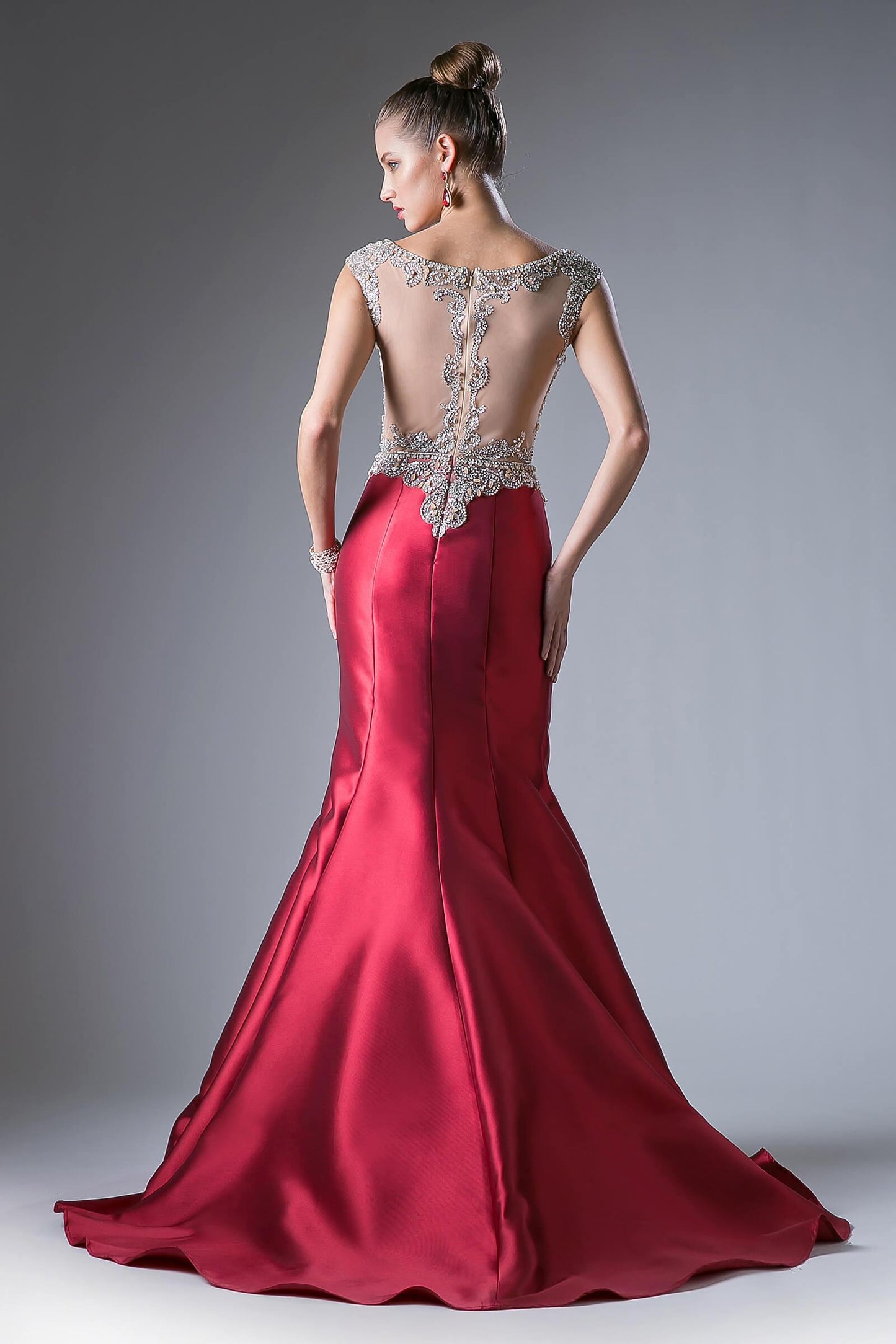 Prom Long Cap Sleeve Mermaid Evening Dress - The Dress Outlet Cinderella Divine