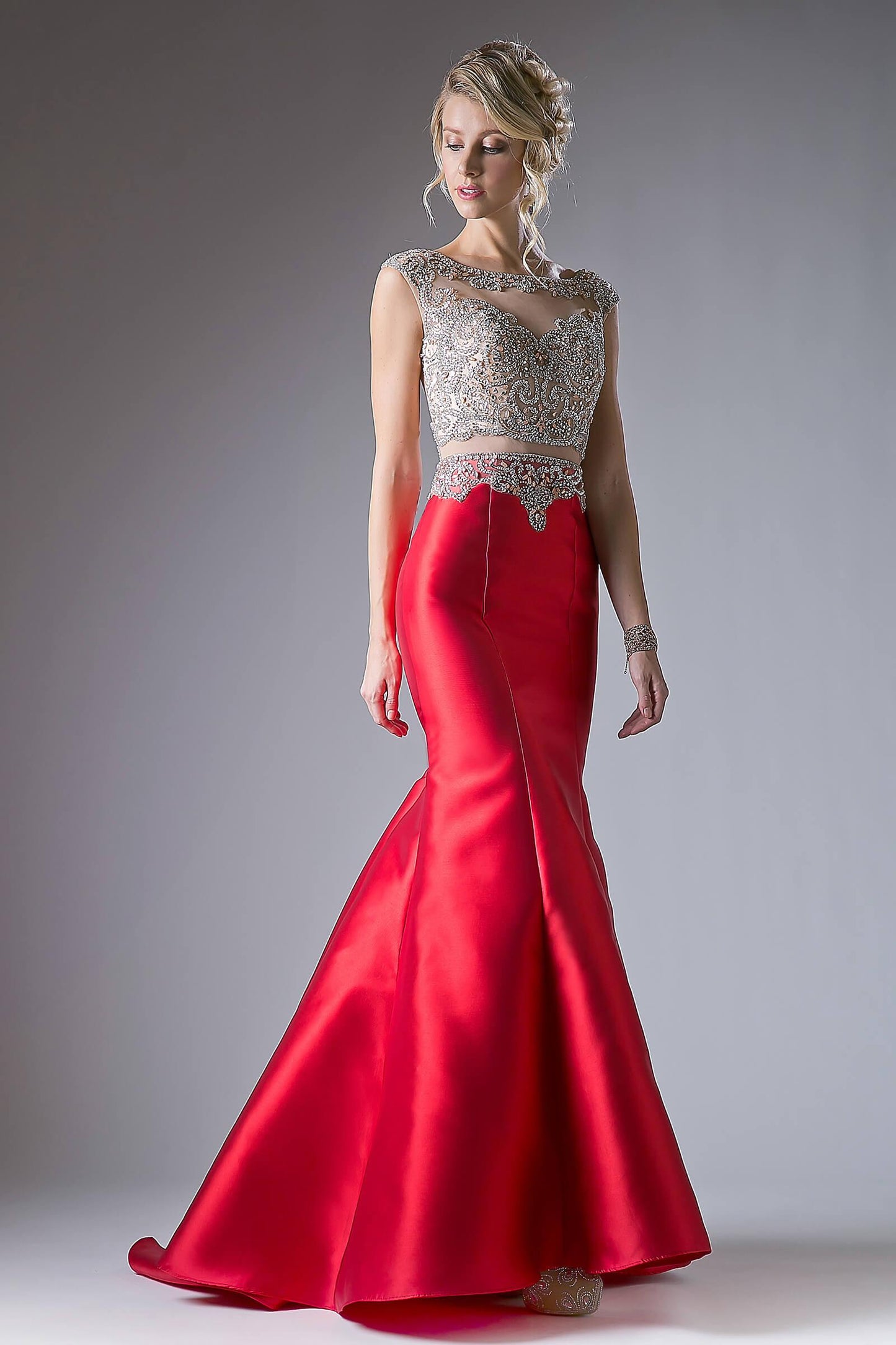 Prom Long Cap Sleeve Mermaid Evening Dress - The Dress Outlet Cinderella Divine