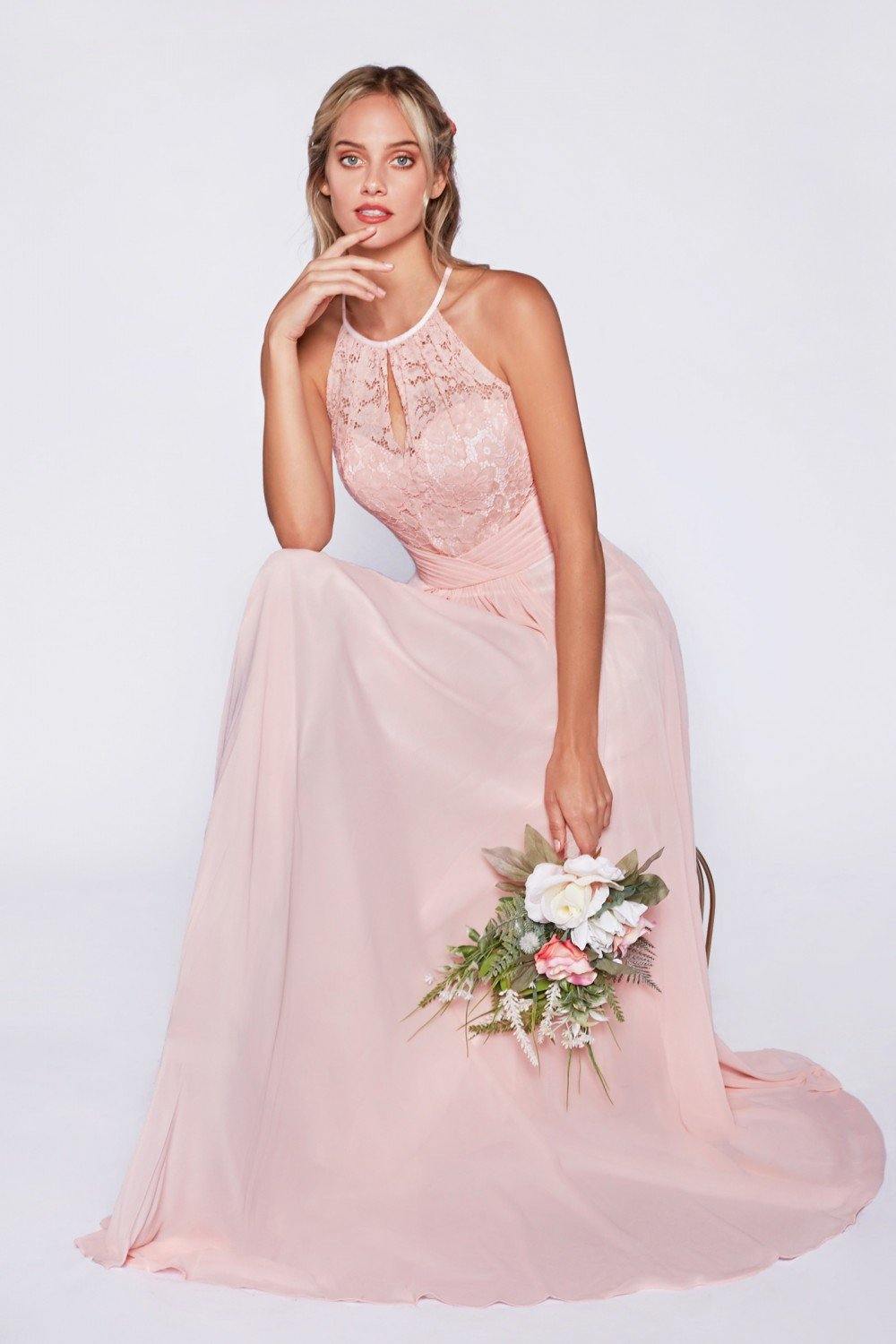 Long Formal Dress Halter Bridesmaid - The Dress Outlet Cinderella Divine