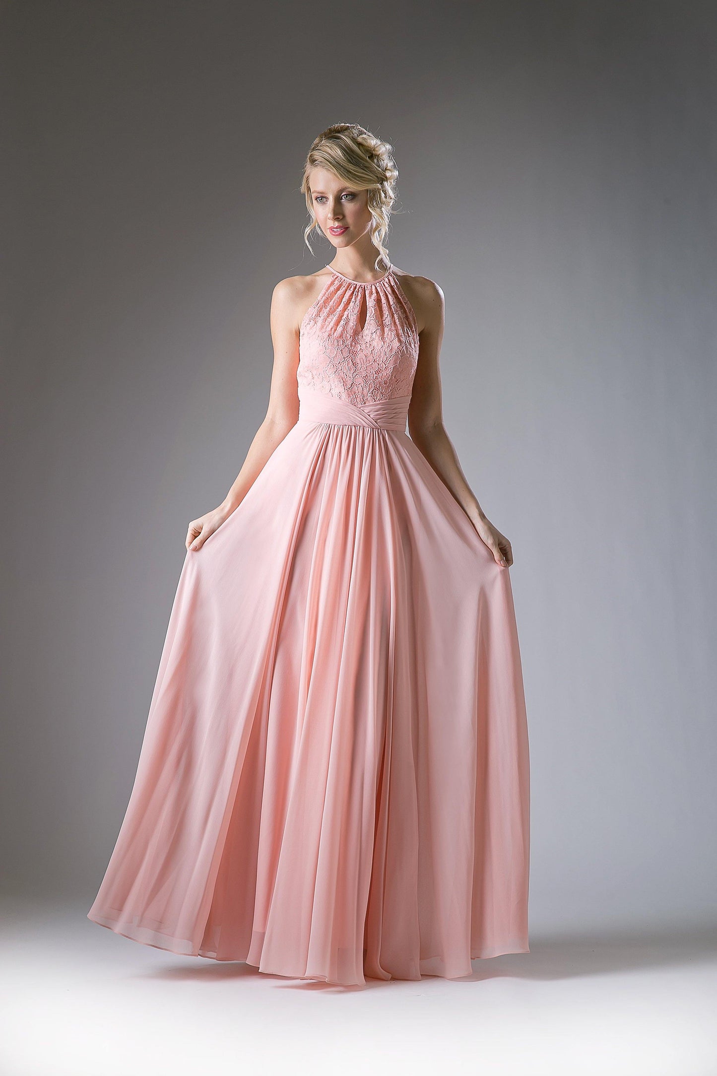 Long Formal Dress Halter Bridesmaid - The Dress Outlet Cinderella Divine