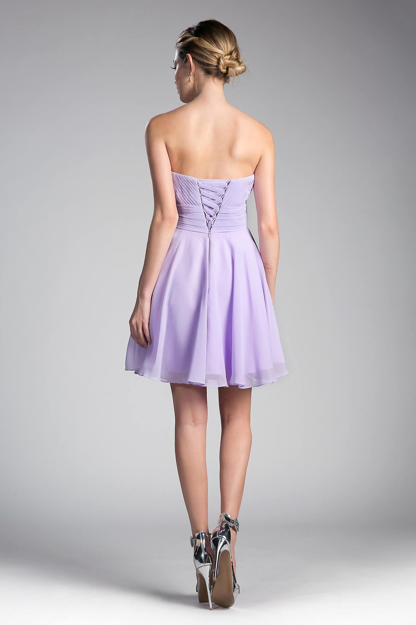 Bridesmaids Short Strapless Chiffon Prom Dress - The Dress Outlet Cinderella Divine