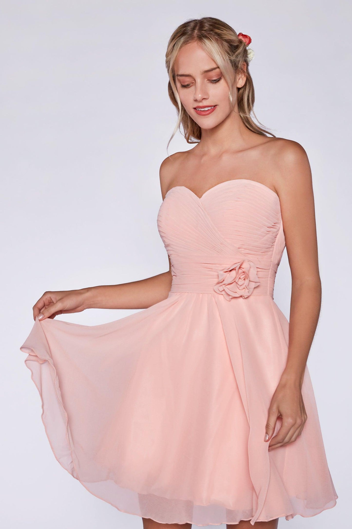 Bridesmaids Short Strapless Chiffon Prom Dress - The Dress Outlet Cinderella Divine