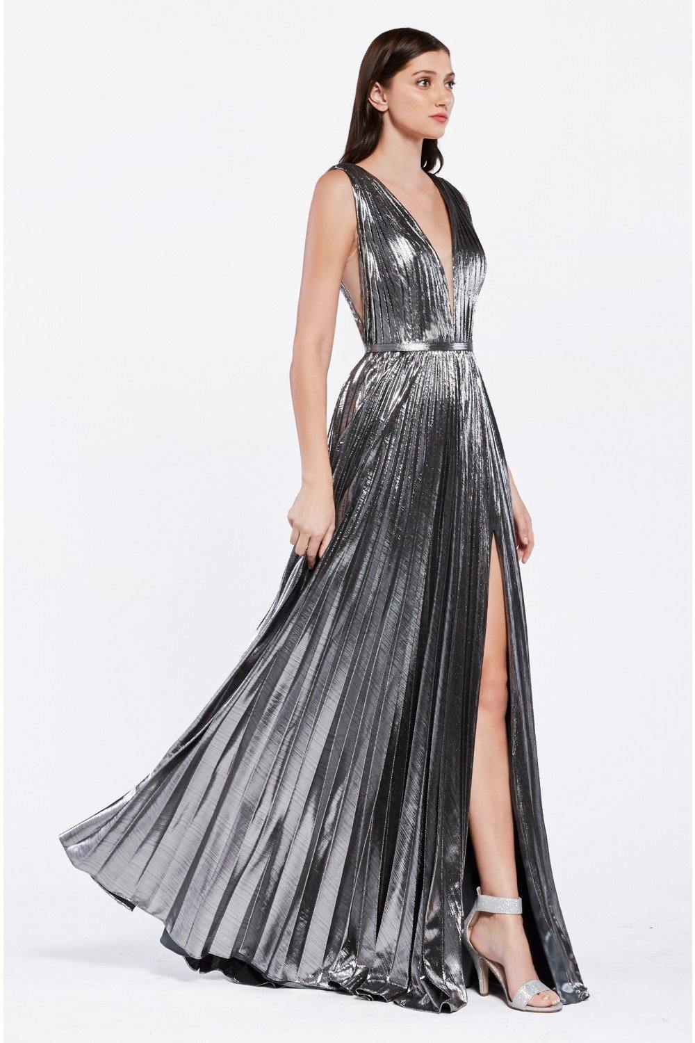 Metallic Long Prom Dress Evening Gown - The Dress Outlet Cinderella Divine