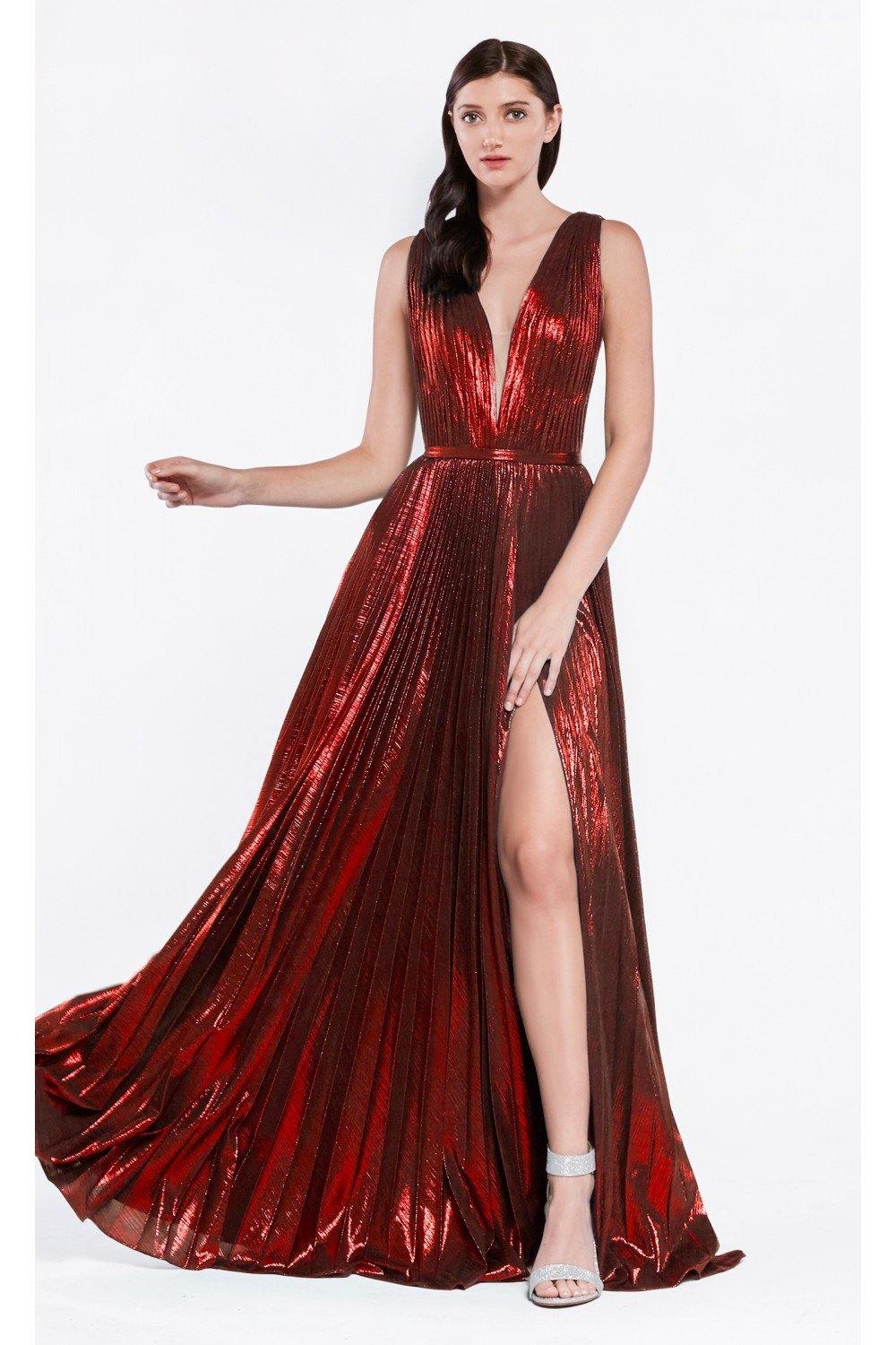 Metallic Long Prom Dress Evening Gown - The Dress Outlet Cinderella Divine