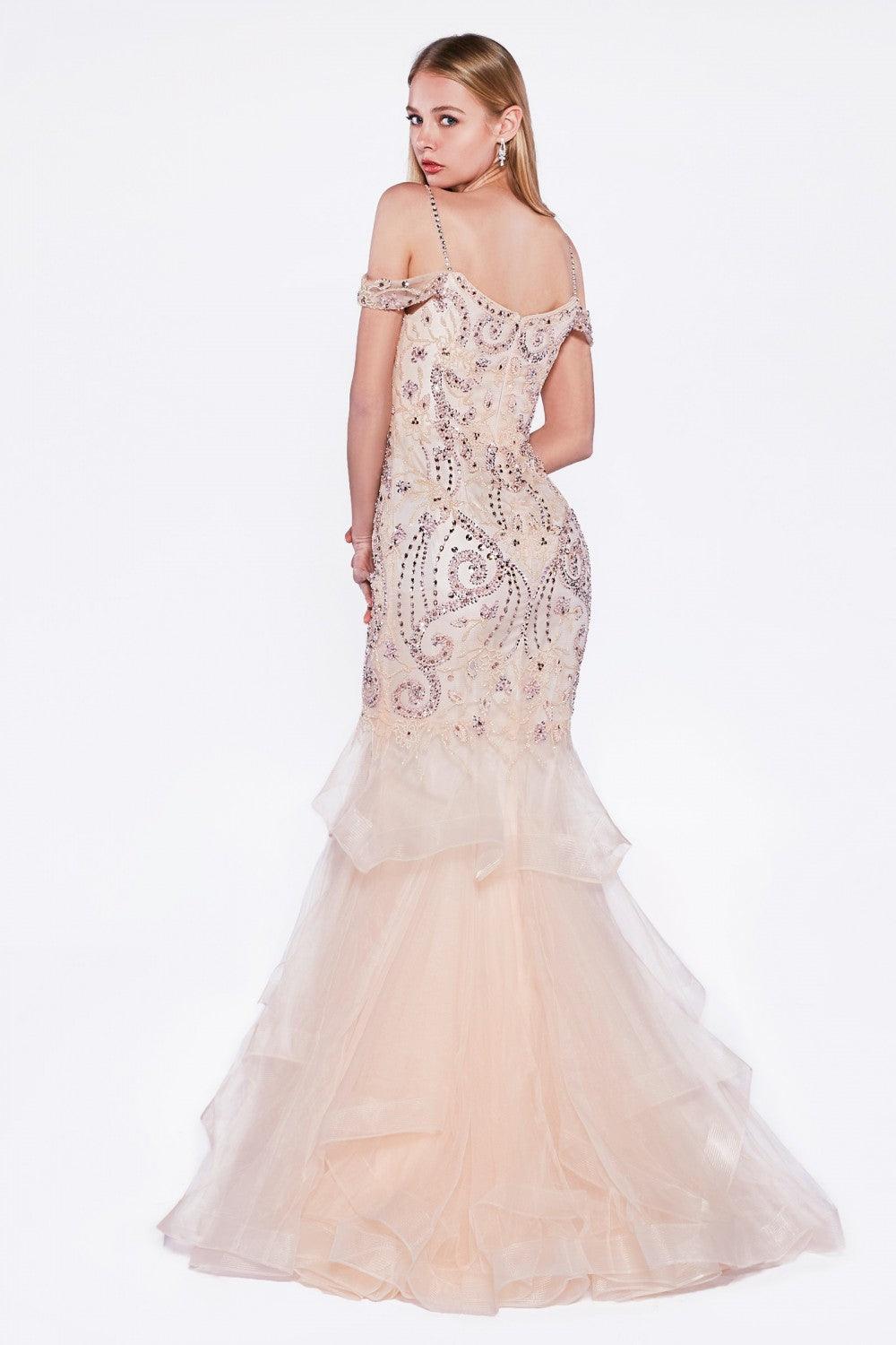 Homecoming Long Off the Shoulder Mermaid Prom Gown - The Dress Outlet