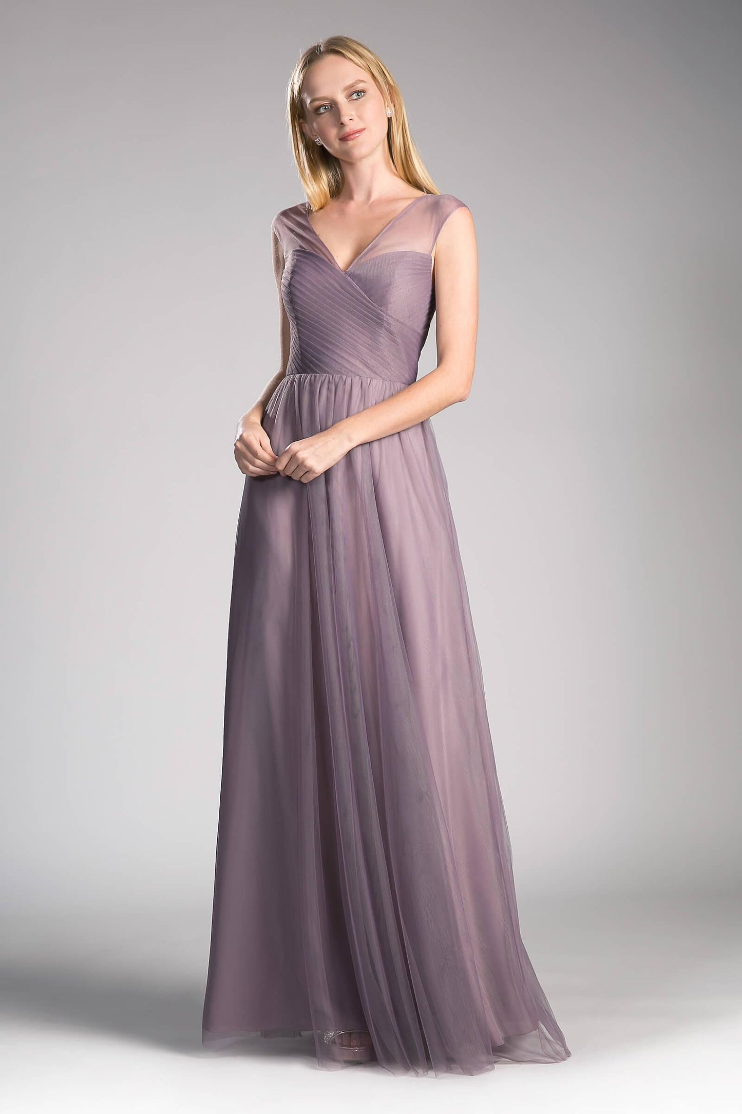 Long V Neck Prom Dress Bridesmaid Gown - The Dress Outlet Cinderella Divine