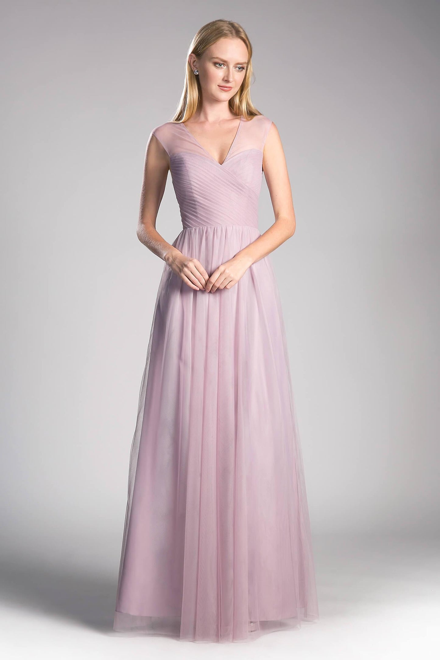 Long V Neck Prom Dress Bridesmaid Gown - The Dress Outlet Cinderella Divine