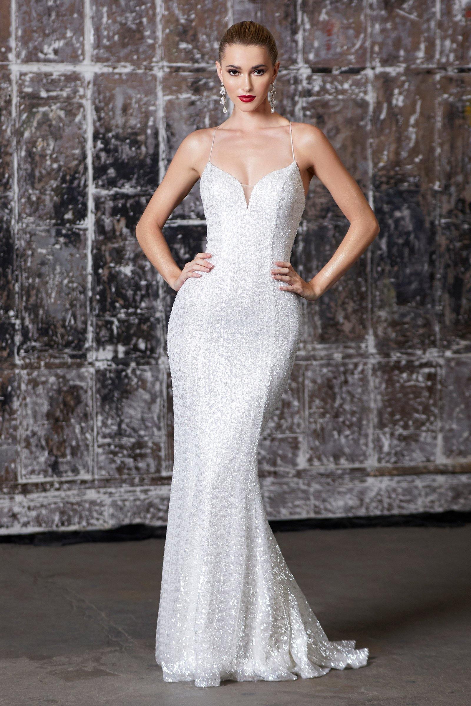 Off White Cinderella Divine J787 Long Prom Formal Fitted Sequin Evening Dress for $183.99 – The ...