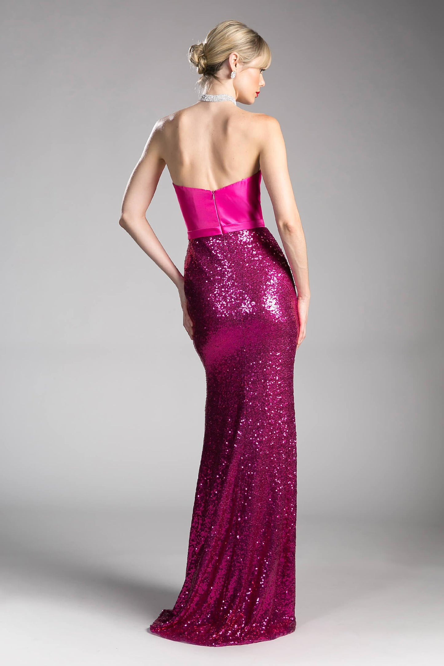 Long Sequins Bodice Evening Prom Formal Dress - The Dress Outlet Cinderella Divine