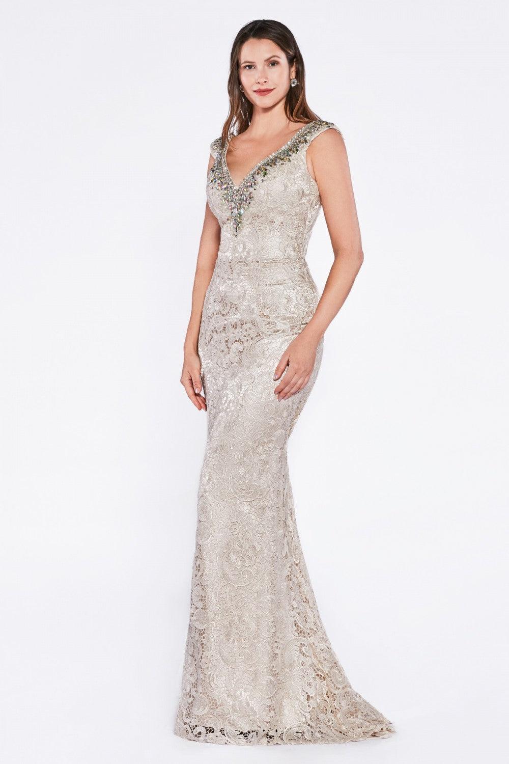 Sleeveless Long Fitted Prom Dress Formal - The Dress Outlet Cinderella Divine