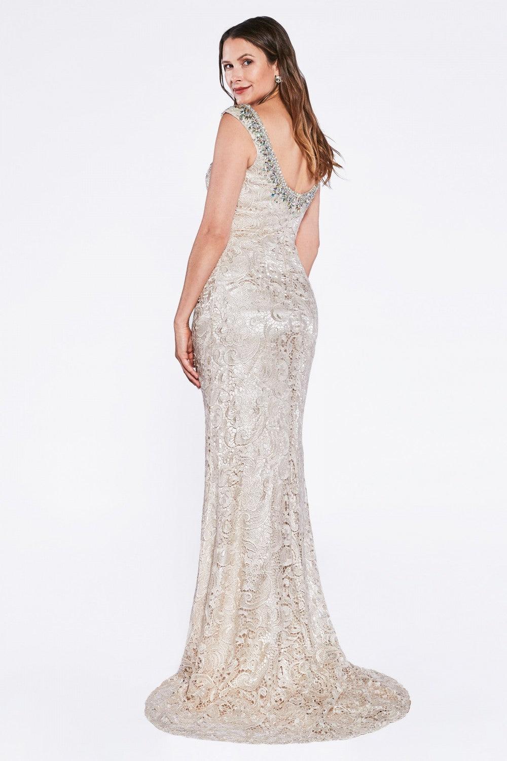 Sleeveless Long Fitted Prom Dress Formal - The Dress Outlet Cinderella Divine