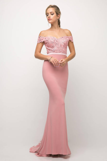 Off Shoulder Prom Dress Formal Gown - The Dress Outlet Cinderella Divine