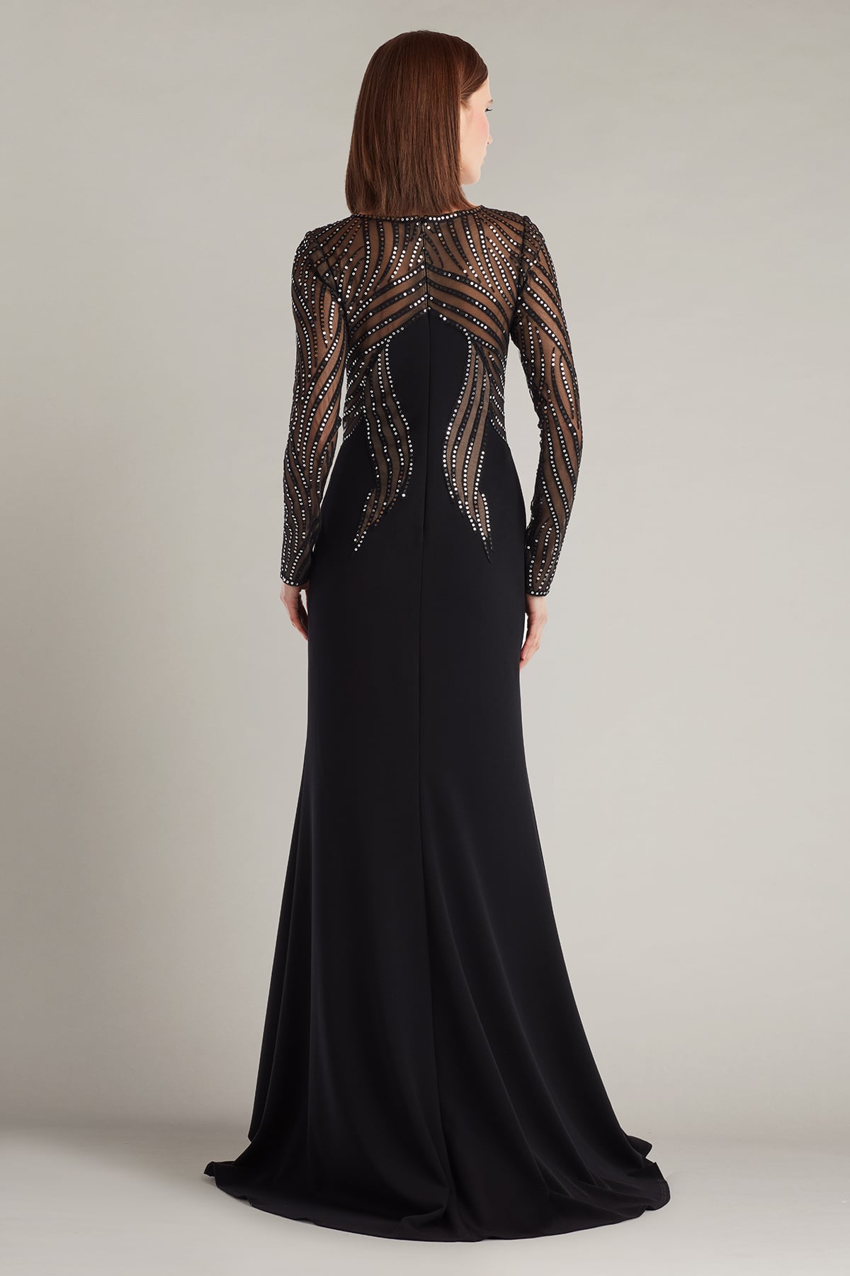 Illusion Floor-Length Mesh Formal Sheath/Column Tadashi Shoji CIO25644L